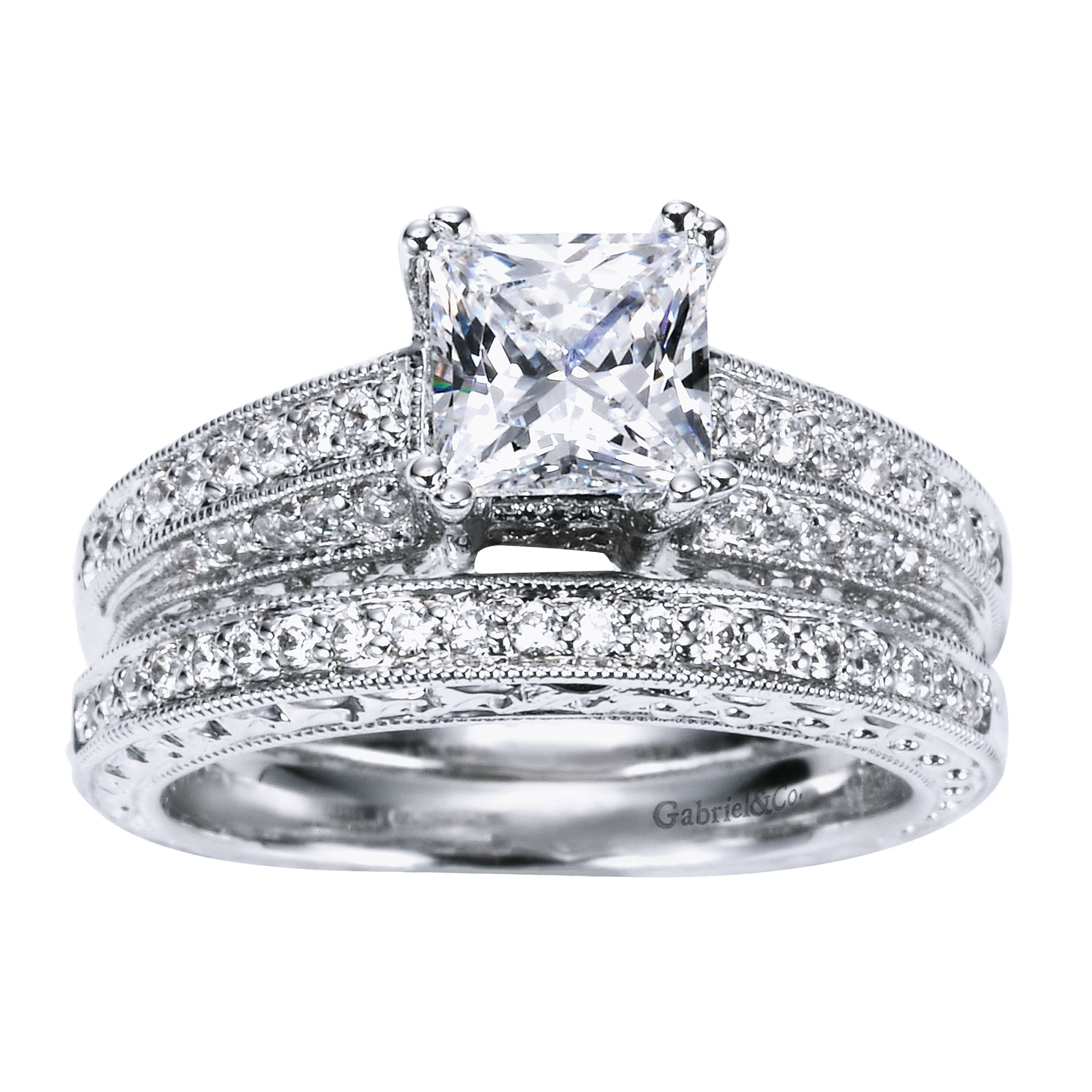 14k White Gold Diamond Straight Wedding Band angle 4 14k White Gold Diamond Straight Wedding Band angle 4