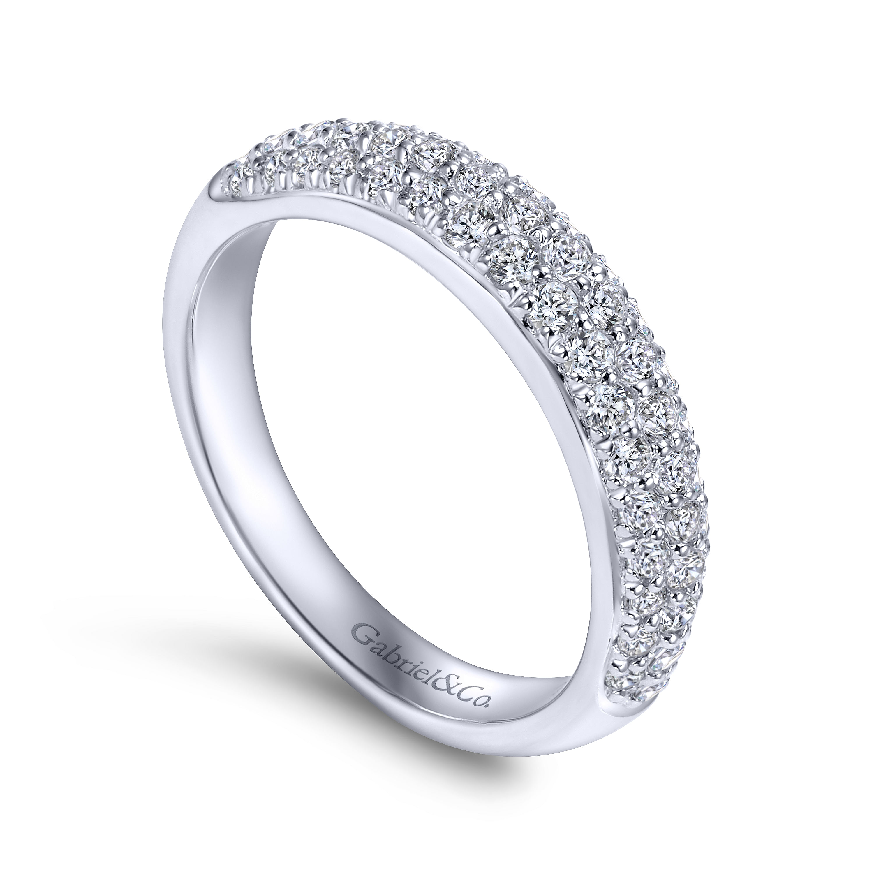 14k White Gold Diamond Straight Wedding Band angle 3 14k White Gold Diamond Straight Wedding Band angle 3