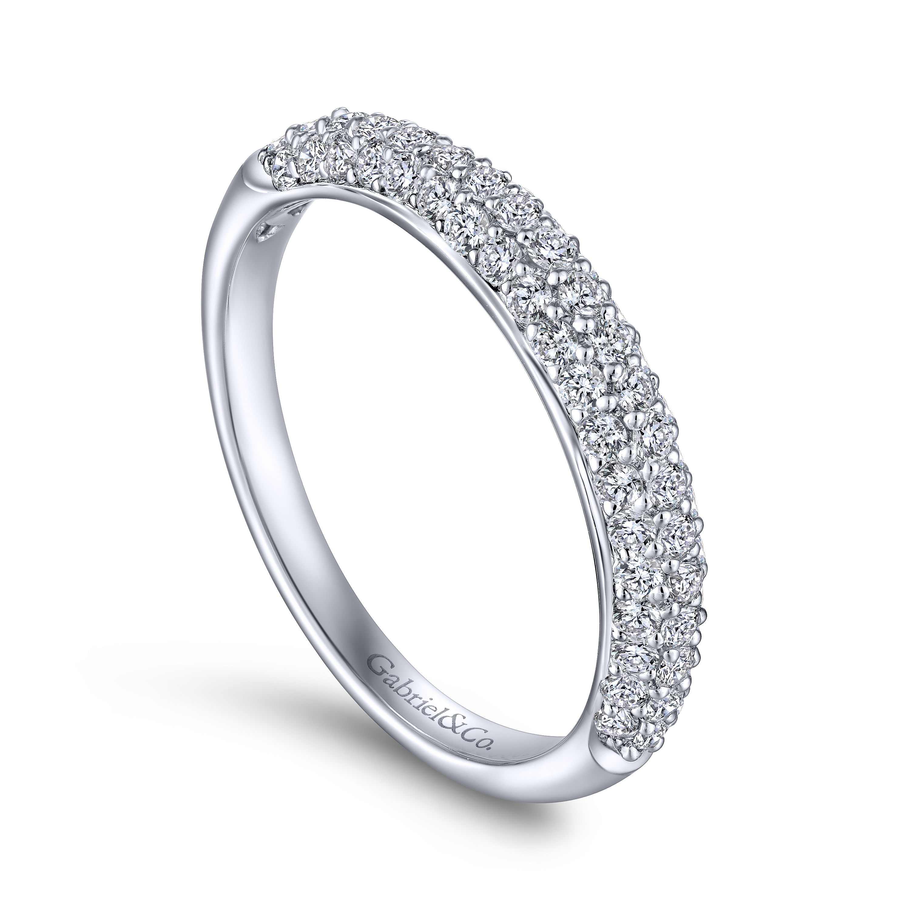 14k White Gold Diamond Straight Wedding Band angle 3 14k White Gold Diamond Straight Wedding Band angle 3