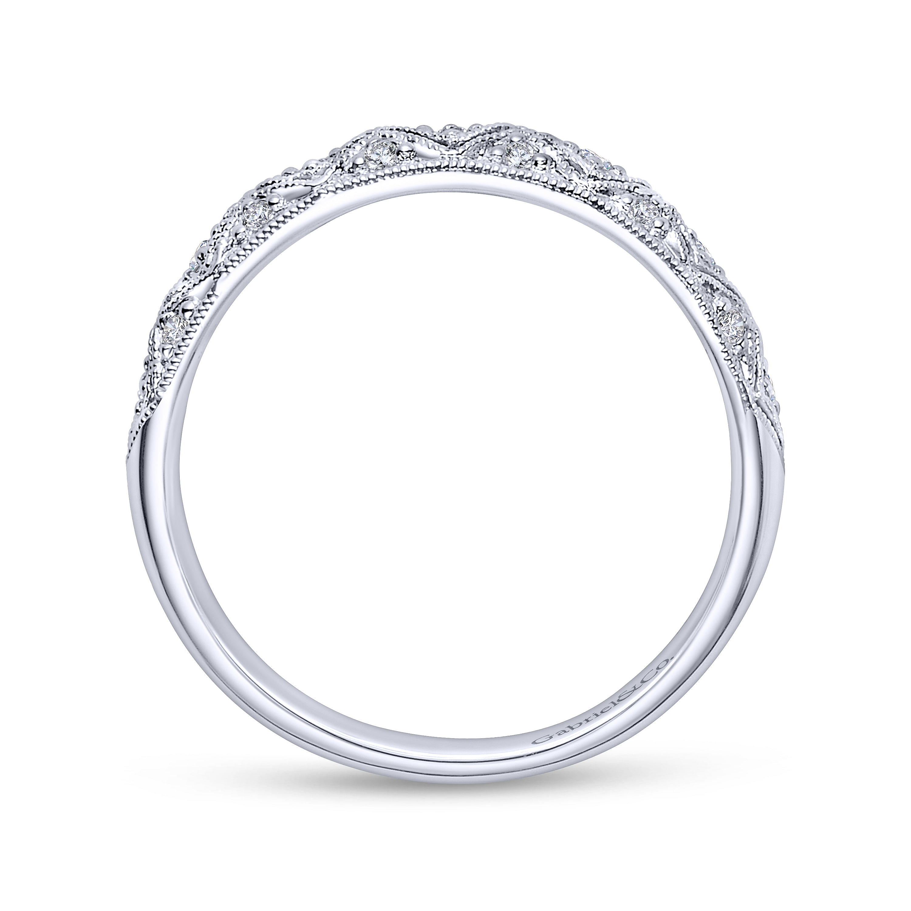 14k White Gold Diamond Straight Wedding Band angle 2 14k White Gold Diamond Straight Wedding Band angle 2