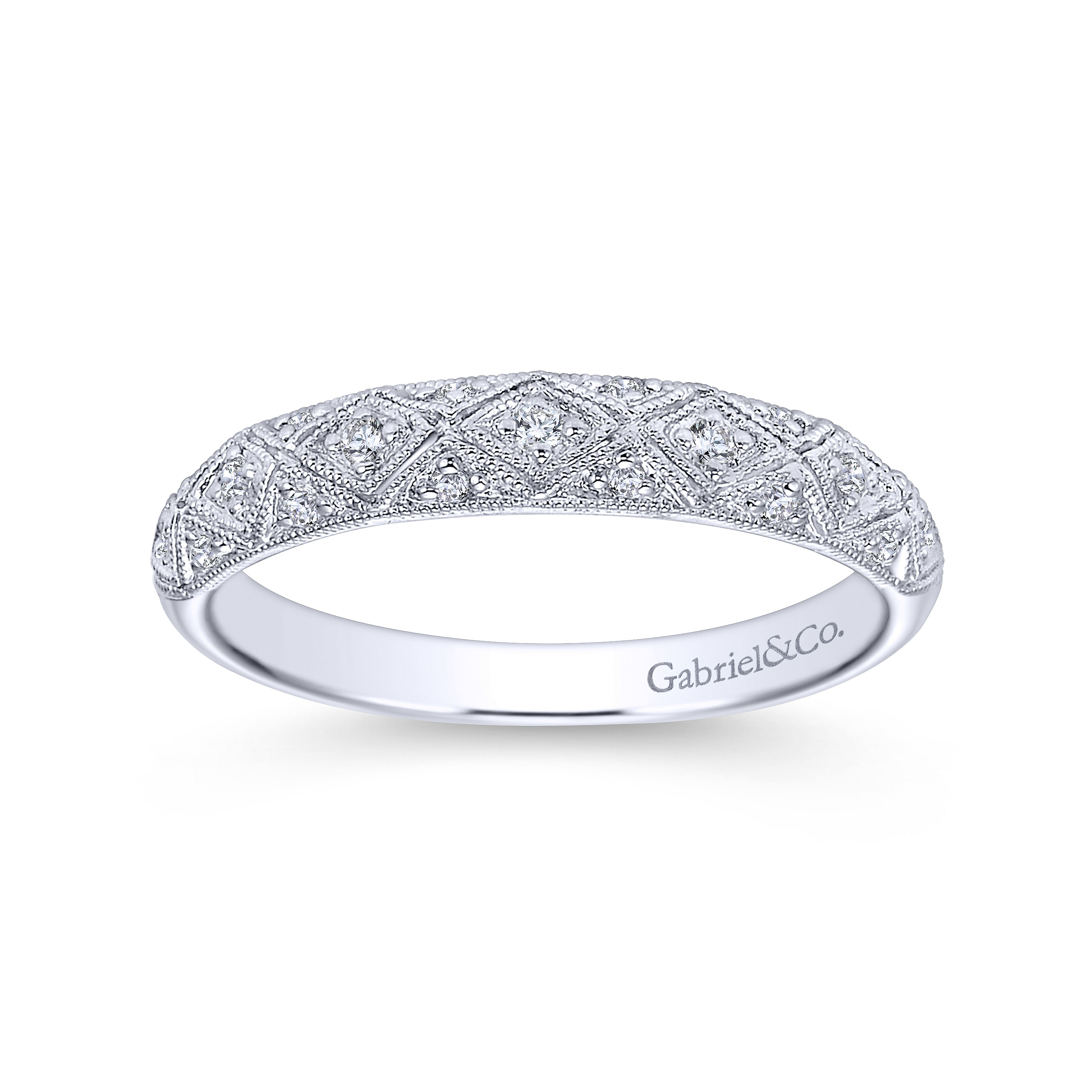 14k White Gold Diamond Straight Wedding Band angle 5 14k White Gold Diamond Straight Wedding Band angle 5