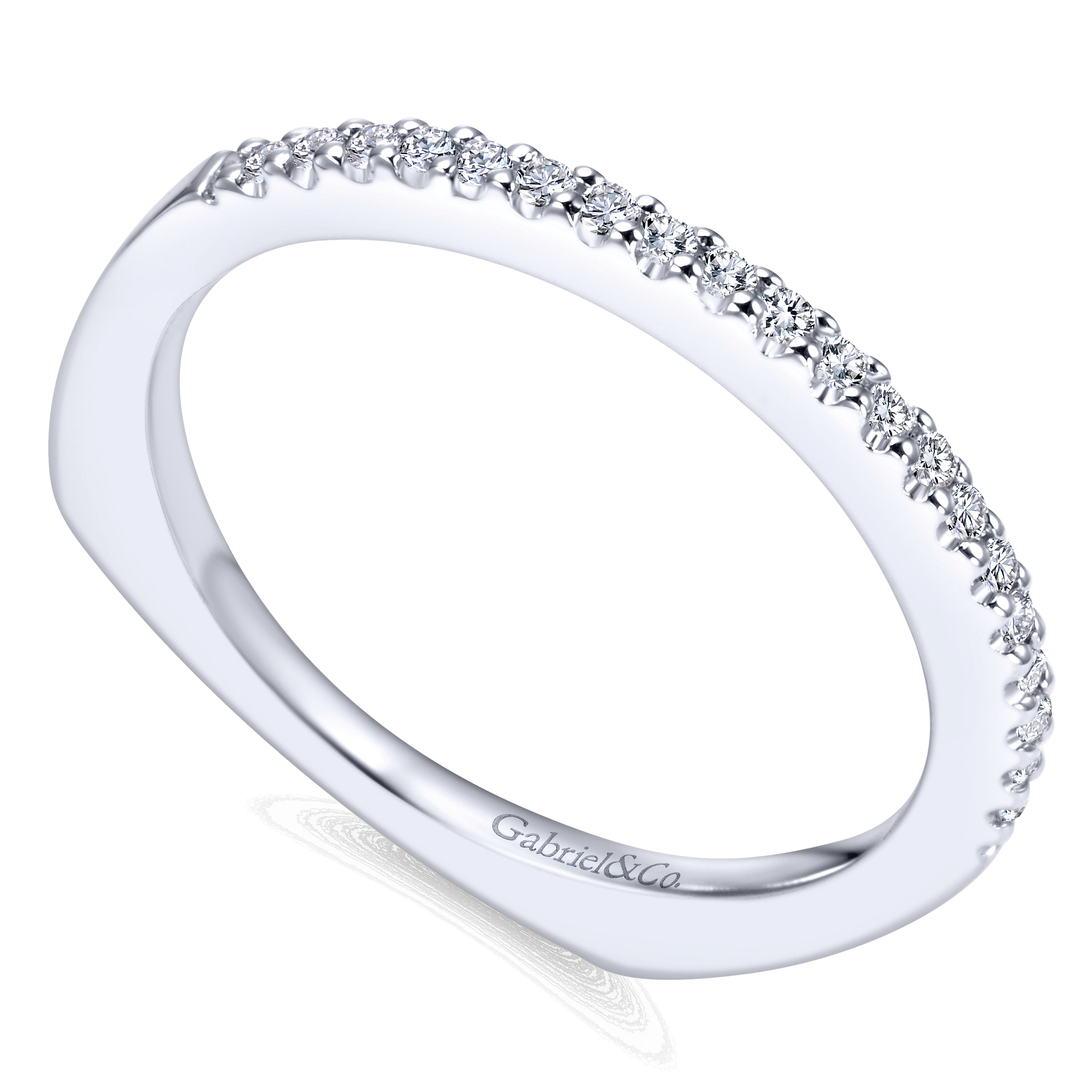 14k White Gold Diamond Straight Wedding Band angle 3 14k White Gold Diamond Straight Wedding Band angle 3
