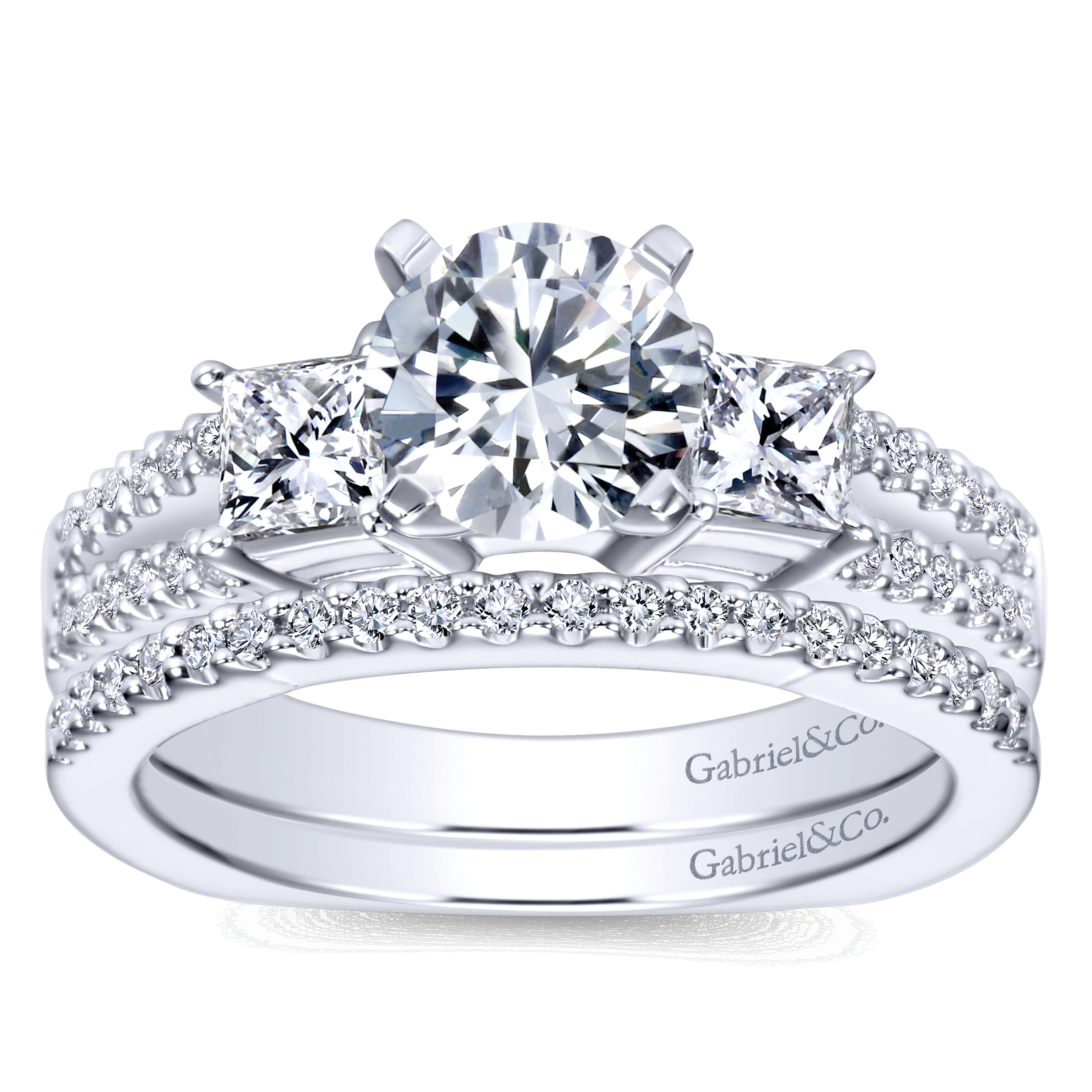 14k White Gold Diamond Straight Wedding Band angle 4 14k White Gold Diamond Straight Wedding Band angle 4