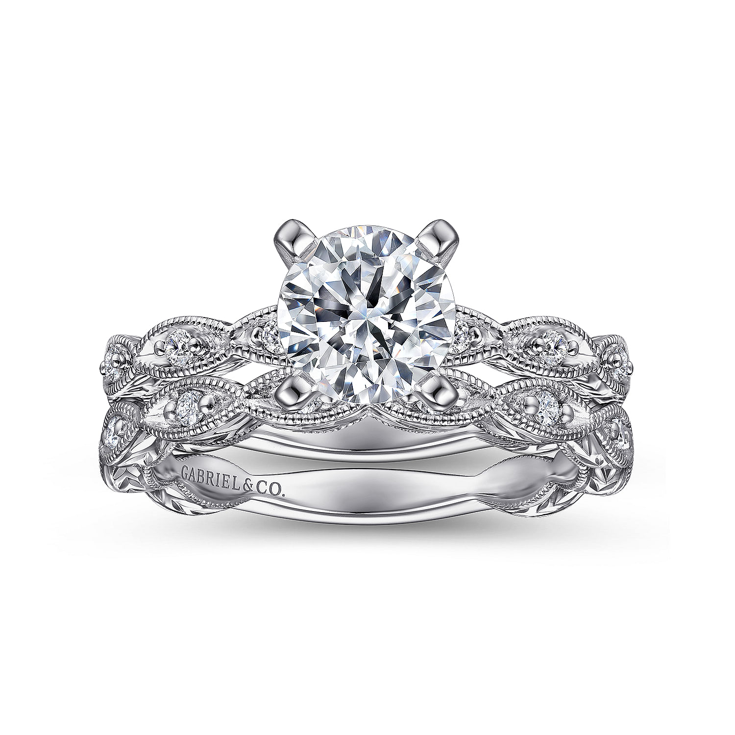 14k White Gold Diamond Straight Wedding Band angle 4 14k White Gold Diamond Straight Wedding Band angle 4