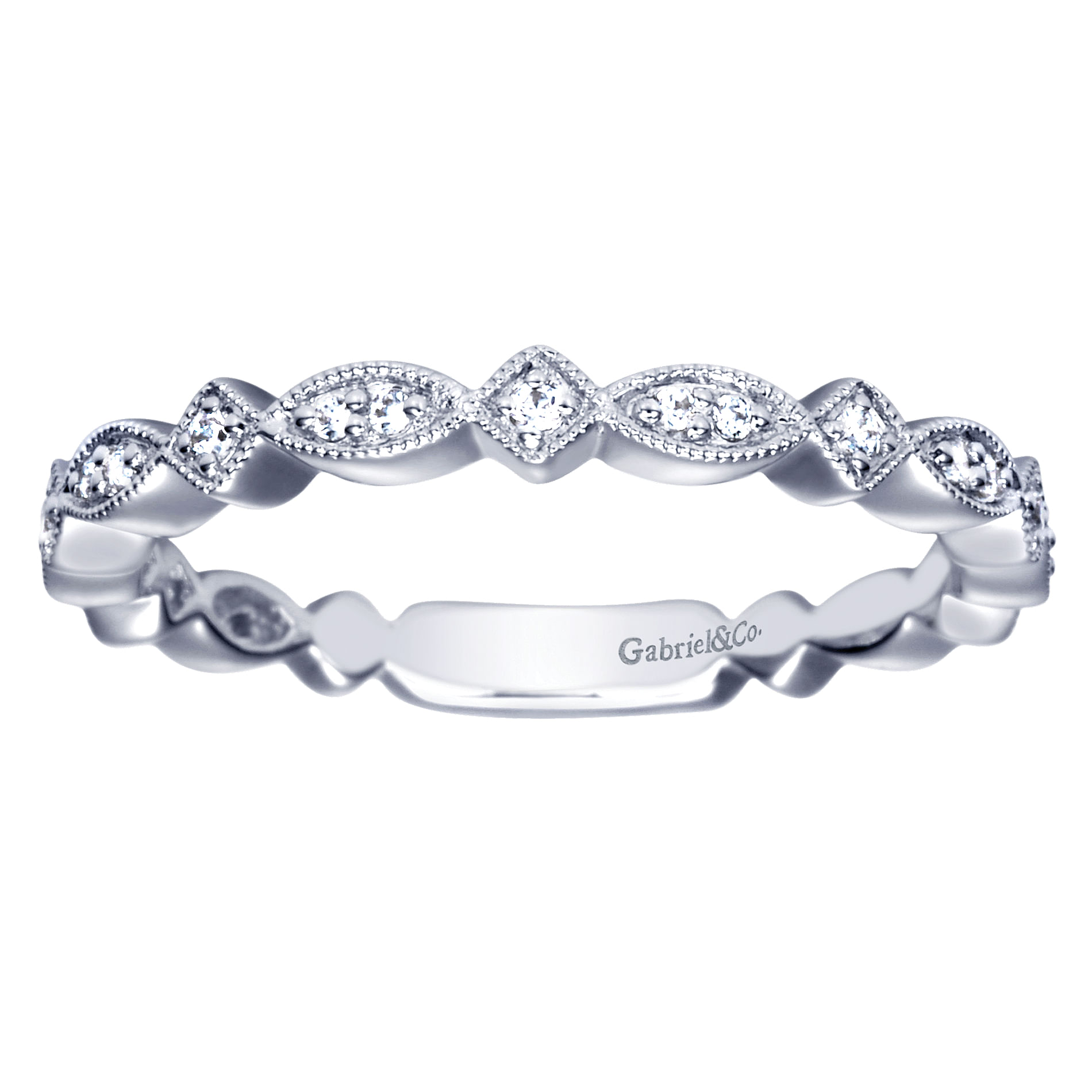 14k White Gold Diamond Straight Wedding Band angle 5 14k White Gold Diamond Straight Wedding Band angle 5
