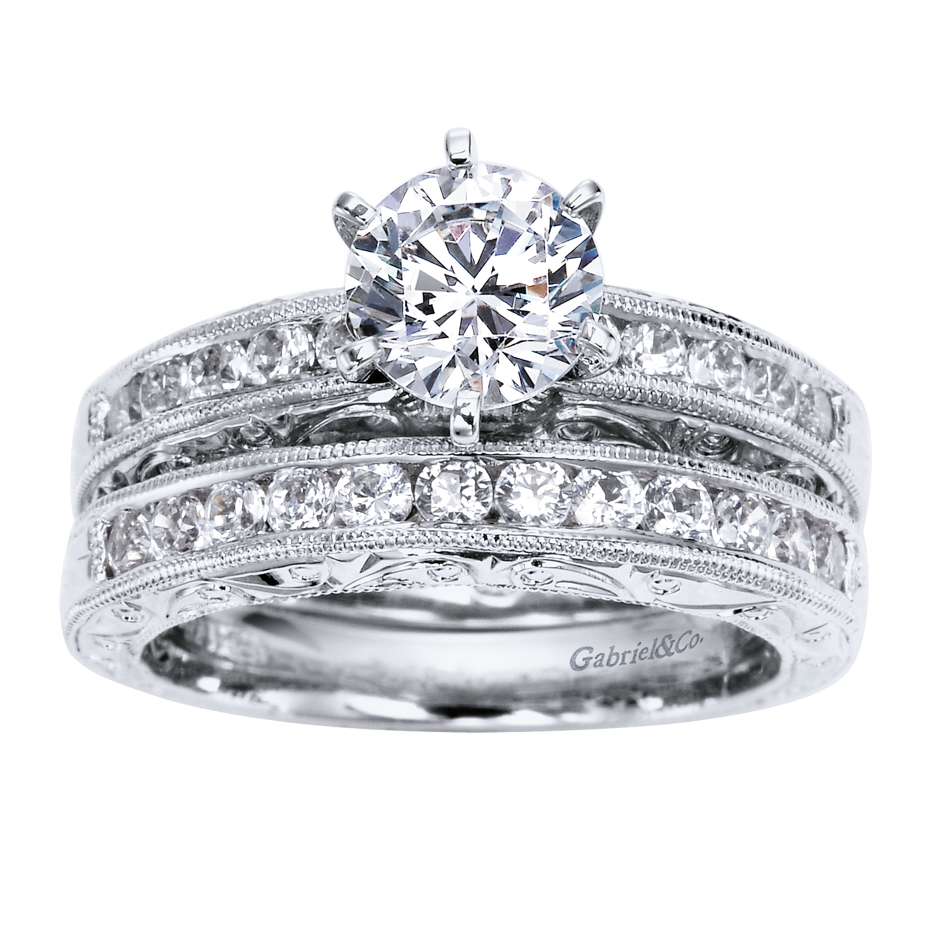 14k White Gold Diamond Straight Wedding Band angle 4 14k White Gold Diamond Straight Wedding Band angle 4