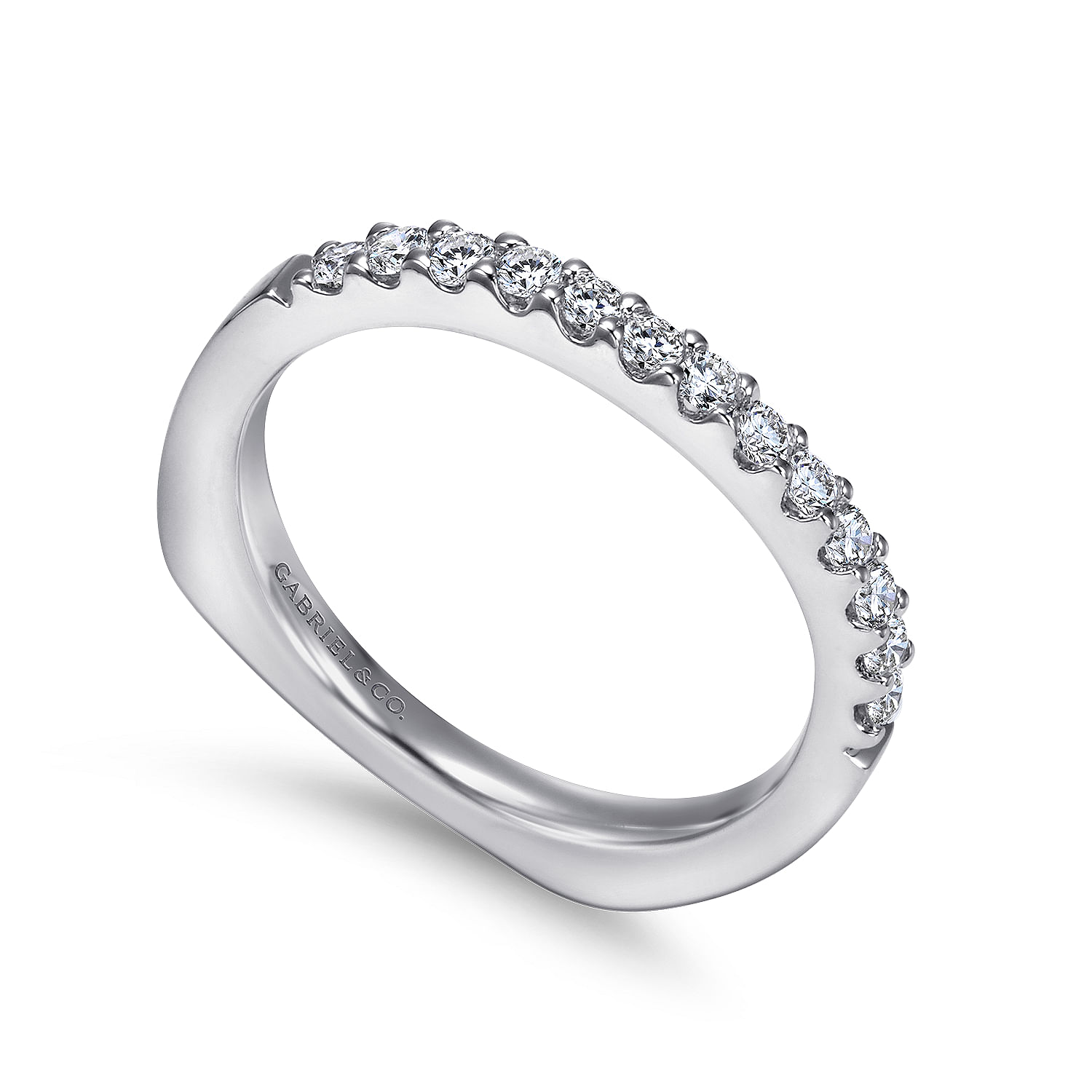 14k White Gold Diamond Straight Wedding Band angle 3 14k White Gold Diamond Straight Wedding Band angle 3