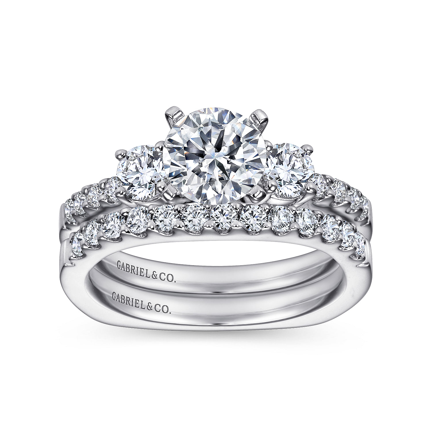 14k White Gold Diamond Straight Wedding Band angle 4 14k White Gold Diamond Straight Wedding Band angle 4