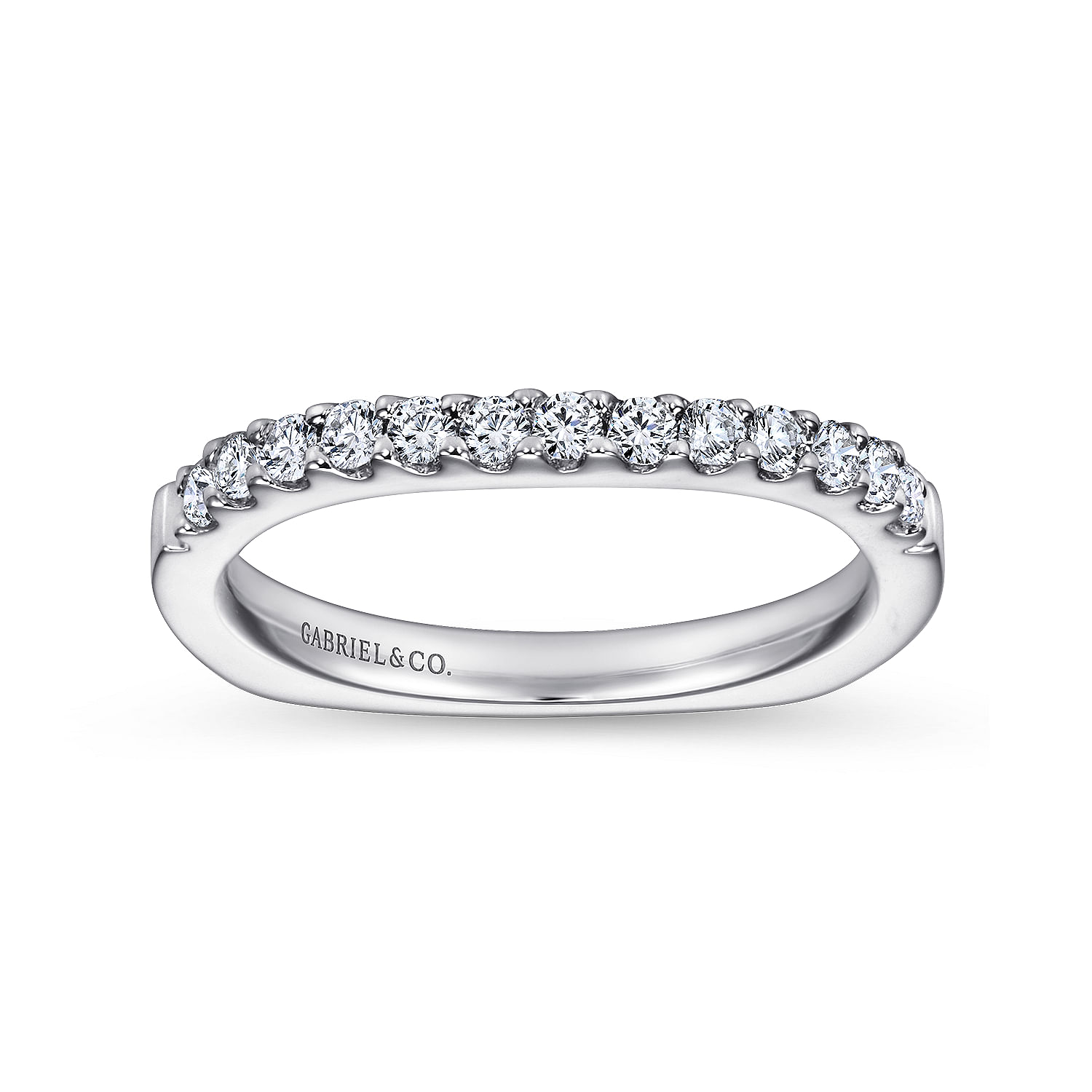 14k White Gold Diamond Straight Wedding Band angle 5 14k White Gold Diamond Straight Wedding Band angle 5