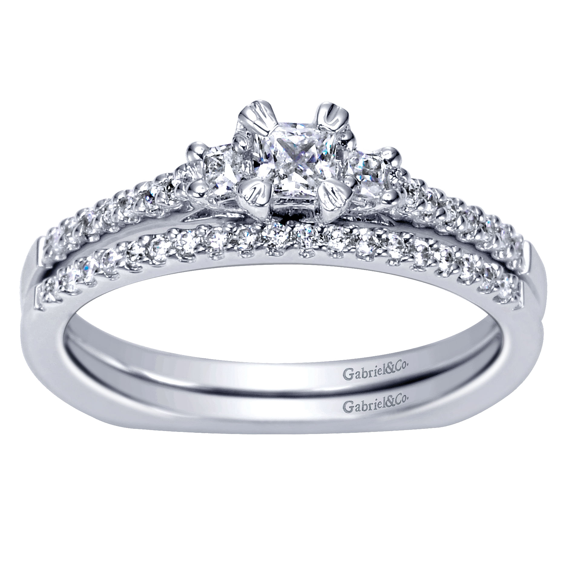 14k White Gold Diamond Straight Wedding Band angle 4 14k White Gold Diamond Straight Wedding Band angle 4