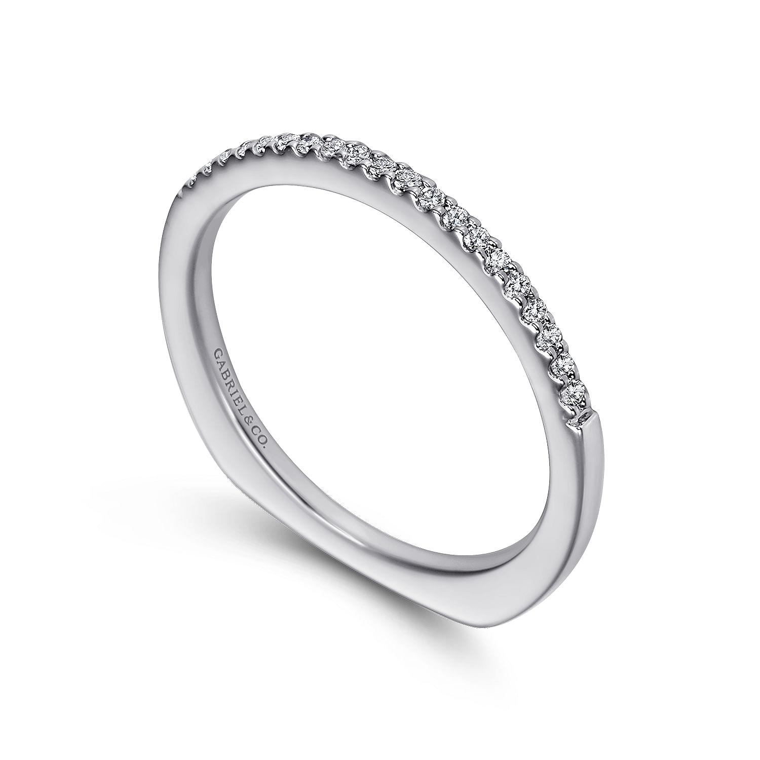 14k White Gold Diamond Straight Wedding Band angle 3 14k White Gold Diamond Straight Wedding Band angle 3