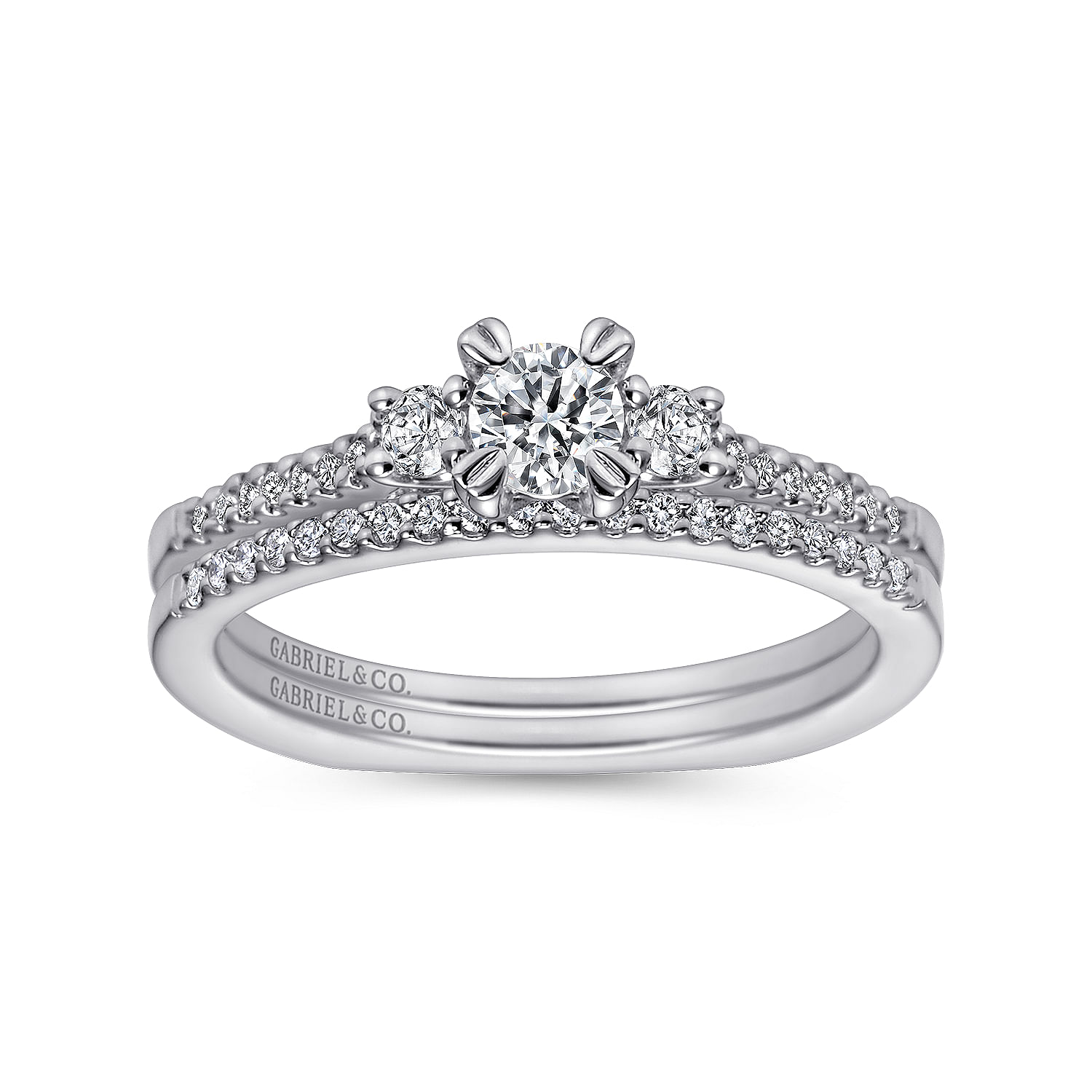 14k White Gold Diamond Straight Wedding Band angle 4 14k White Gold Diamond Straight Wedding Band angle 4