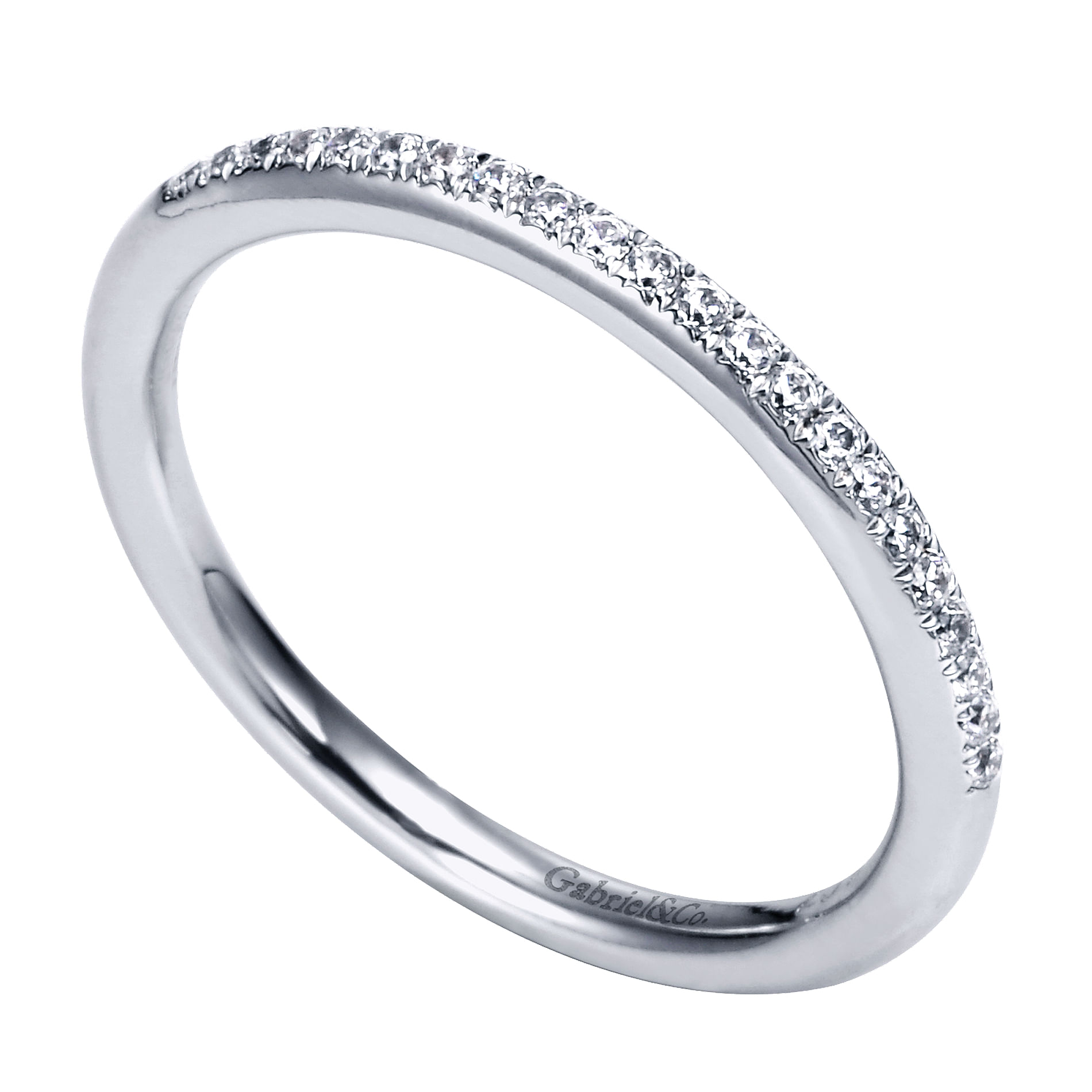 14k White Gold Diamond Straight Wedding Band angle 3 14k White Gold Diamond Straight Wedding Band angle 3