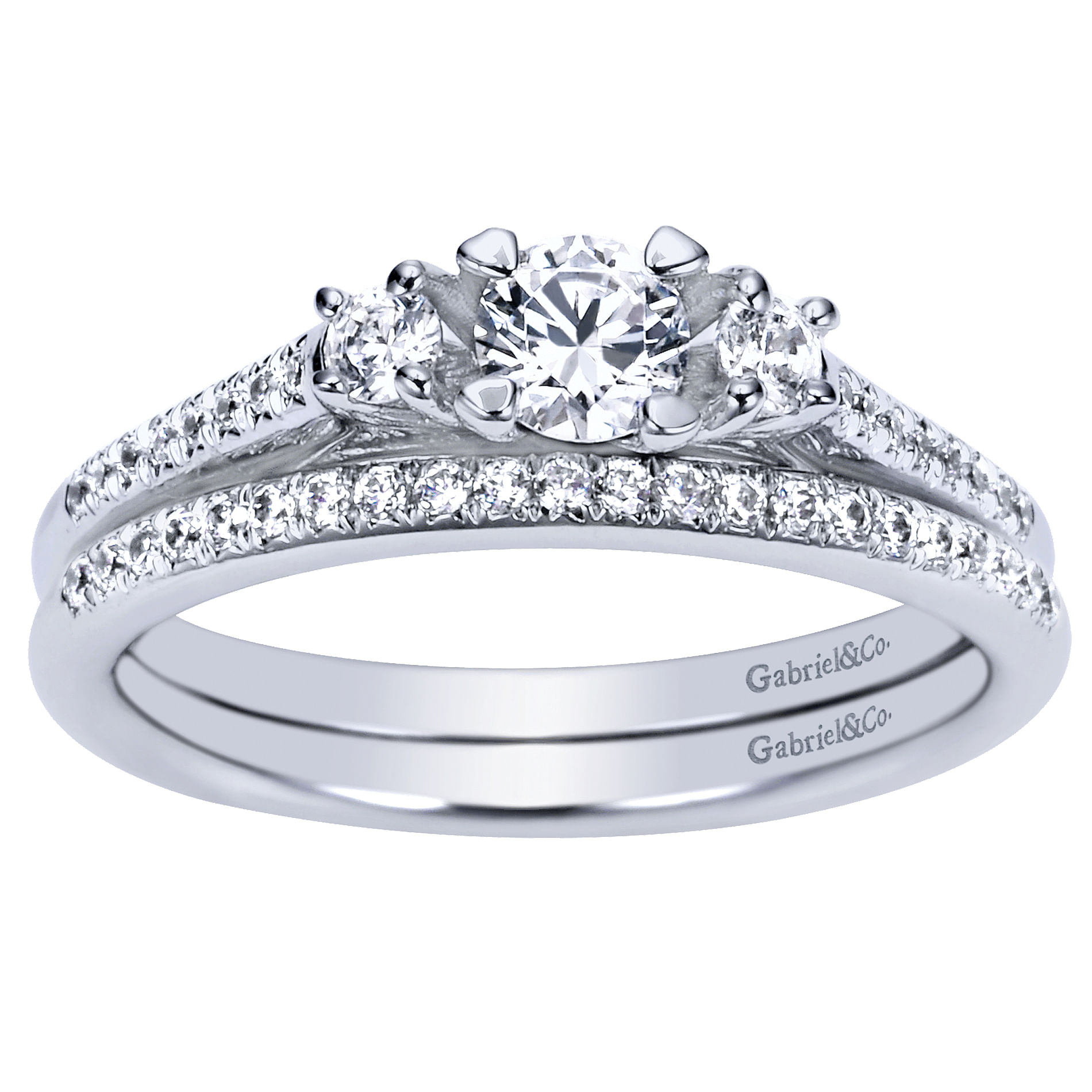 14k White Gold Diamond Straight Wedding Band angle 4 14k White Gold Diamond Straight Wedding Band angle 4