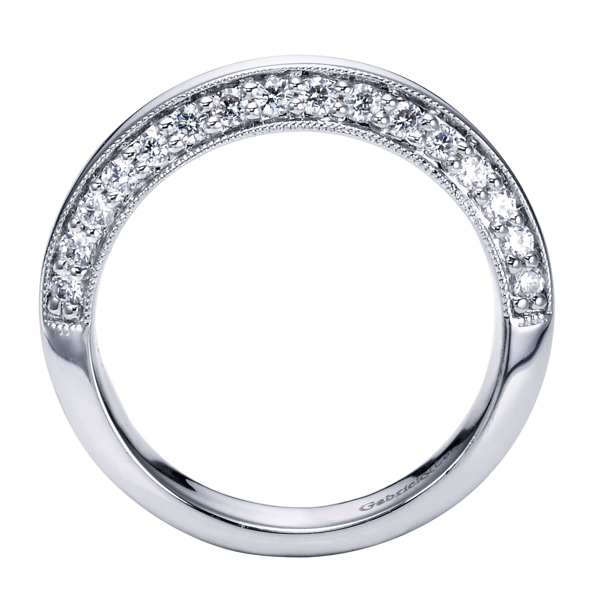 14k White Gold Diamond Straight Wedding Band angle 2 14k White Gold Diamond Straight Wedding Band angle 2