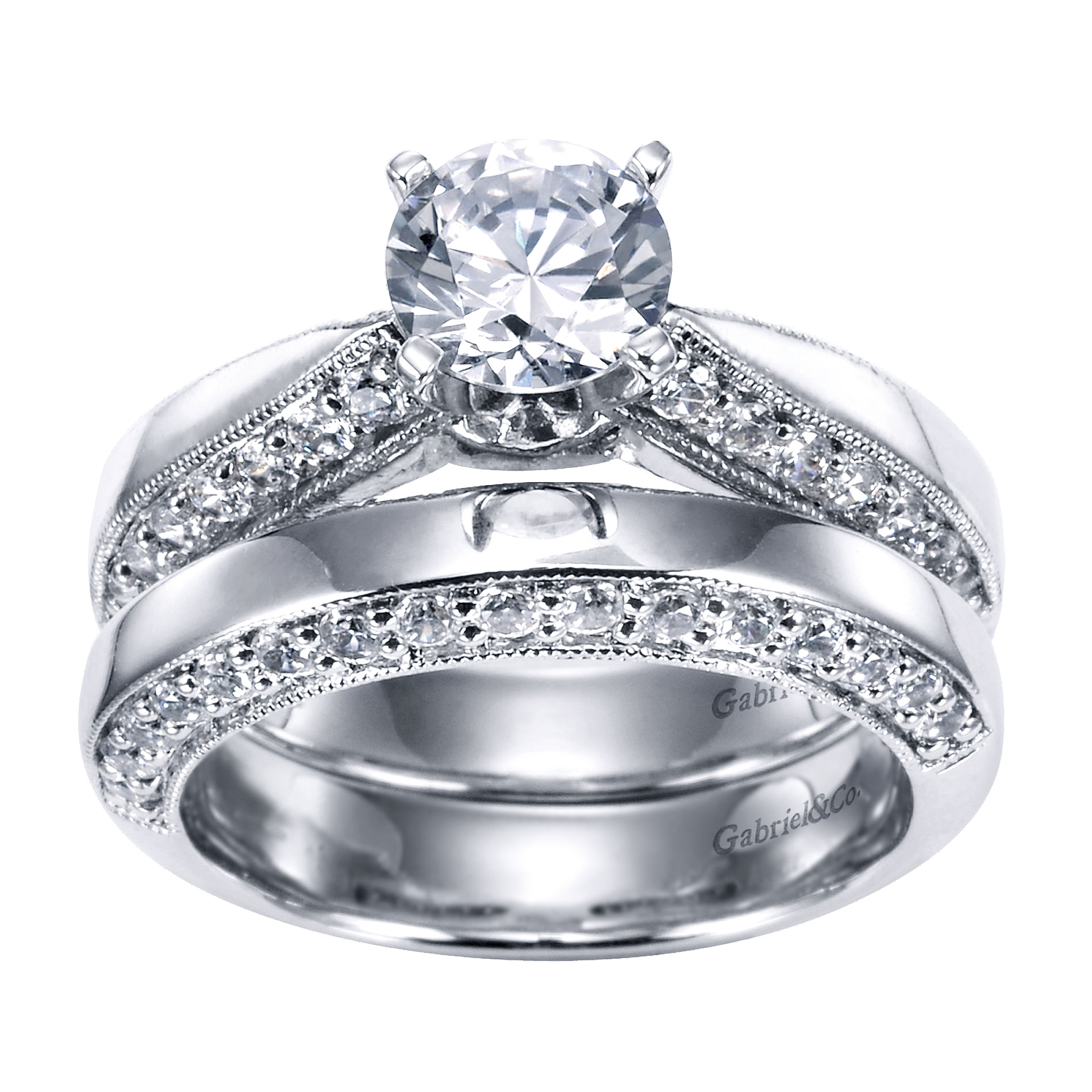 14k White Gold Diamond Straight Wedding Band angle 4 14k White Gold Diamond Straight Wedding Band angle 4