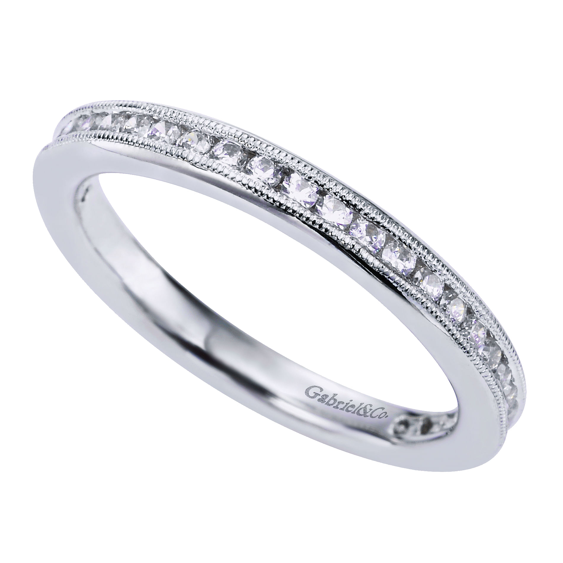 14k White Gold Diamond Straight Wedding Band angle 3 14k White Gold Diamond Straight Wedding Band angle 3