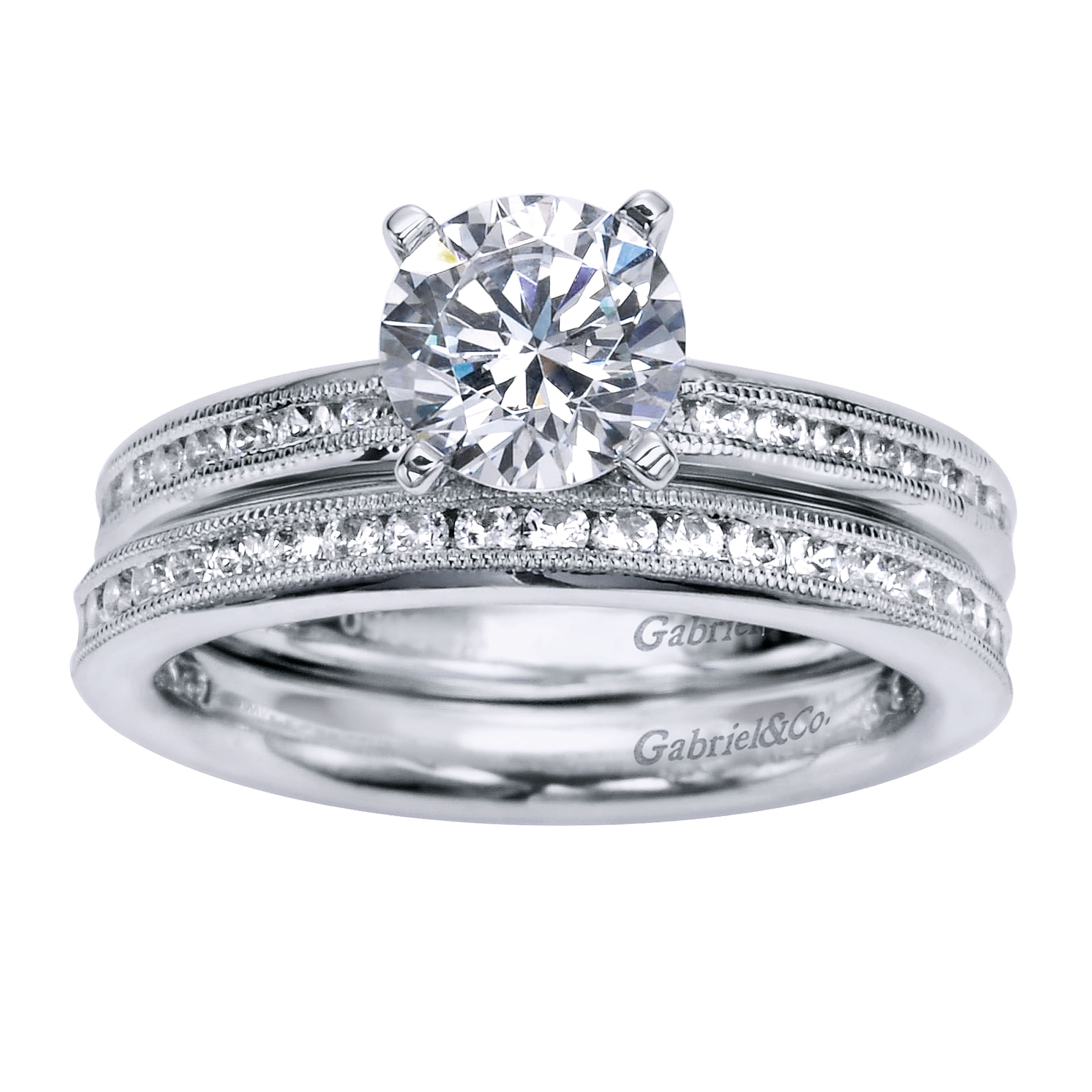 14k White Gold Diamond Straight Wedding Band angle 4 14k White Gold Diamond Straight Wedding Band angle 4