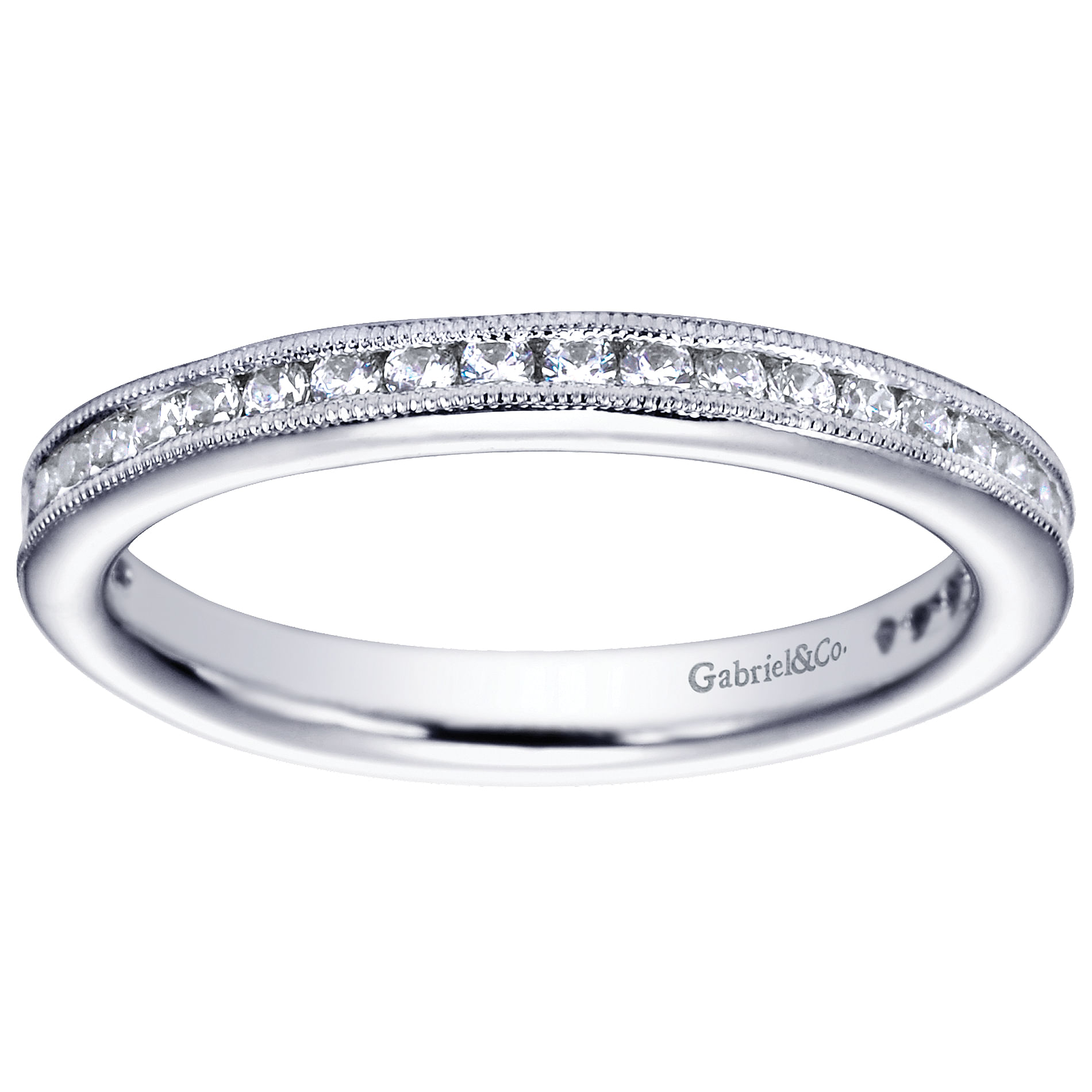 14k White Gold Diamond Straight Wedding Band angle 5 14k White Gold Diamond Straight Wedding Band angle 5