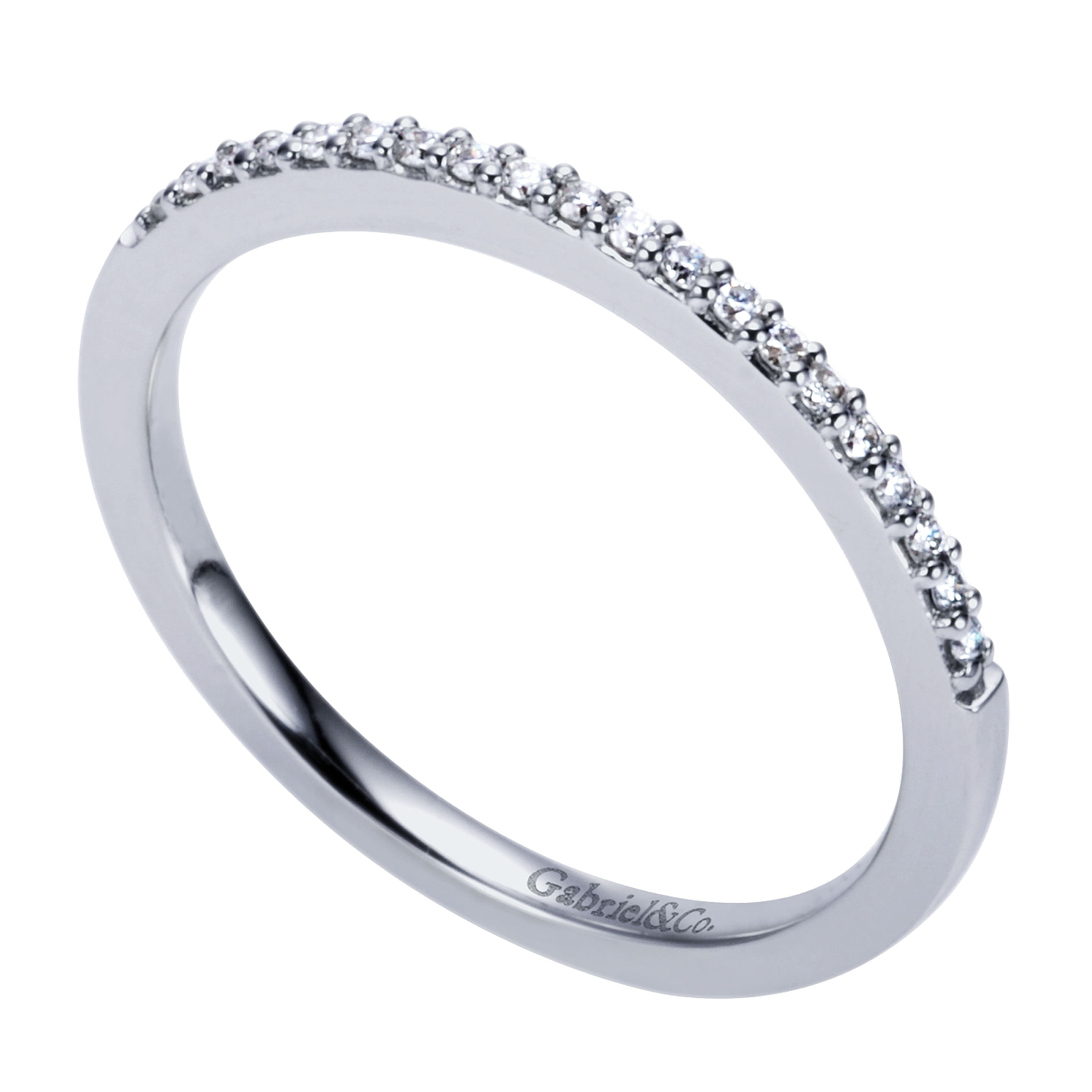 14k White Gold Diamond Straight Wedding Band angle 3 14k White Gold Diamond Straight Wedding Band angle 3