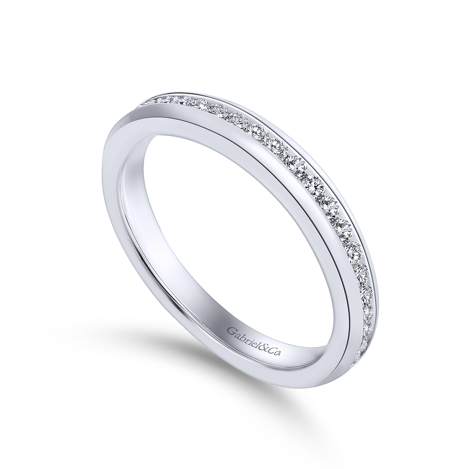 14k White Gold Diamond Straight Wedding Band angle 3 14k White Gold Diamond Straight Wedding Band angle 3