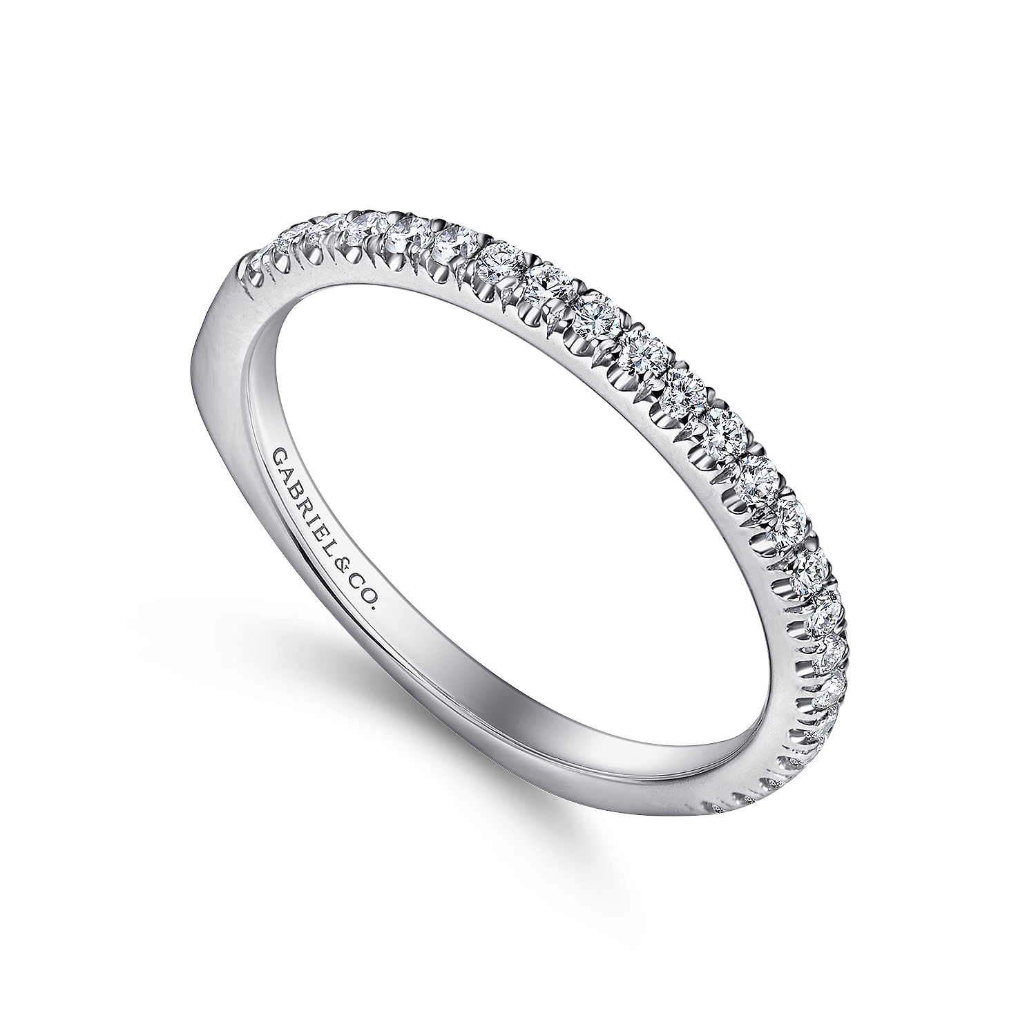 14k White Gold Diamond Straight Wedding Band angle 3 14k White Gold Diamond Straight Wedding Band angle 3