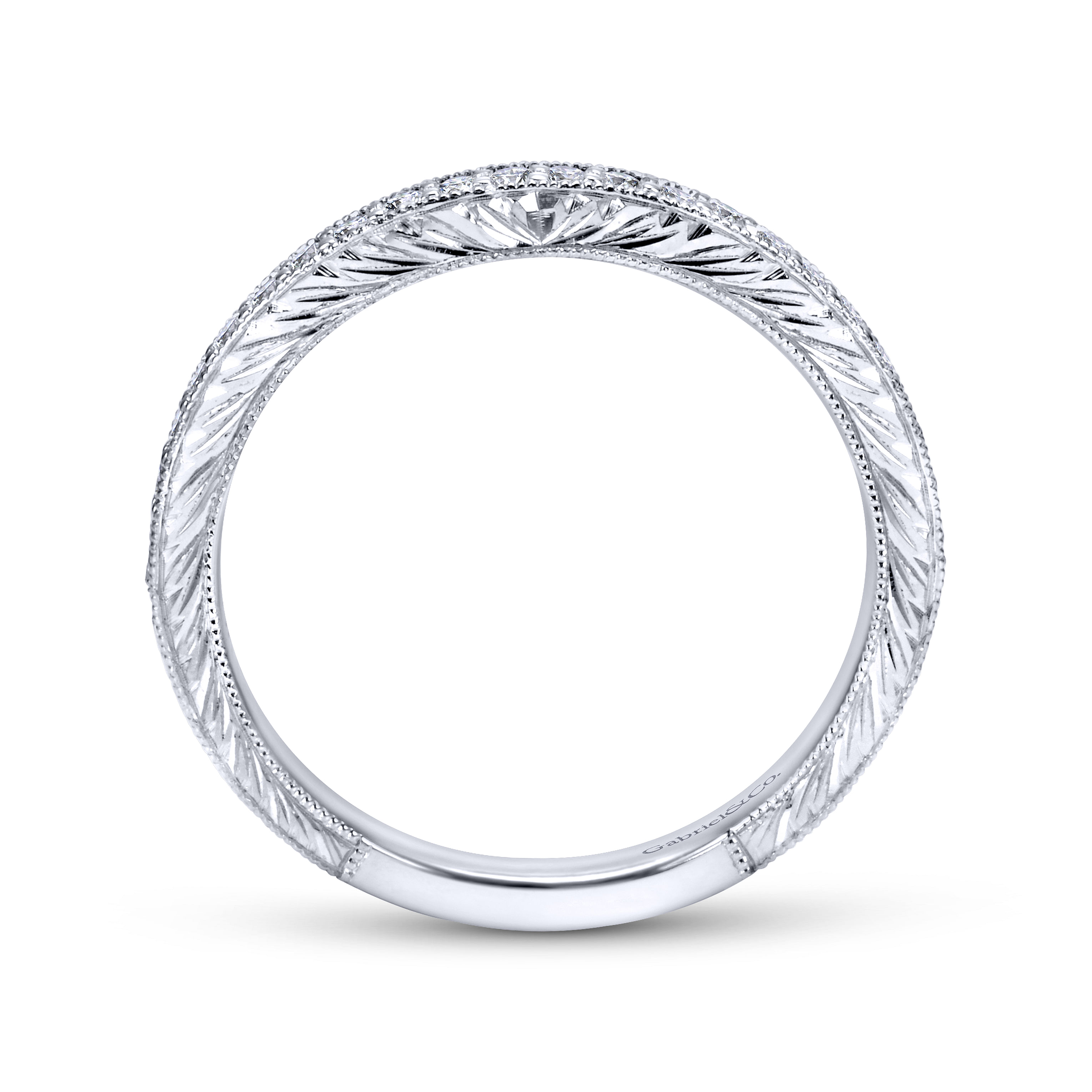 14k White Gold Diamond Straight Wedding Band angle 2 14k White Gold Diamond Straight Wedding Band angle 2