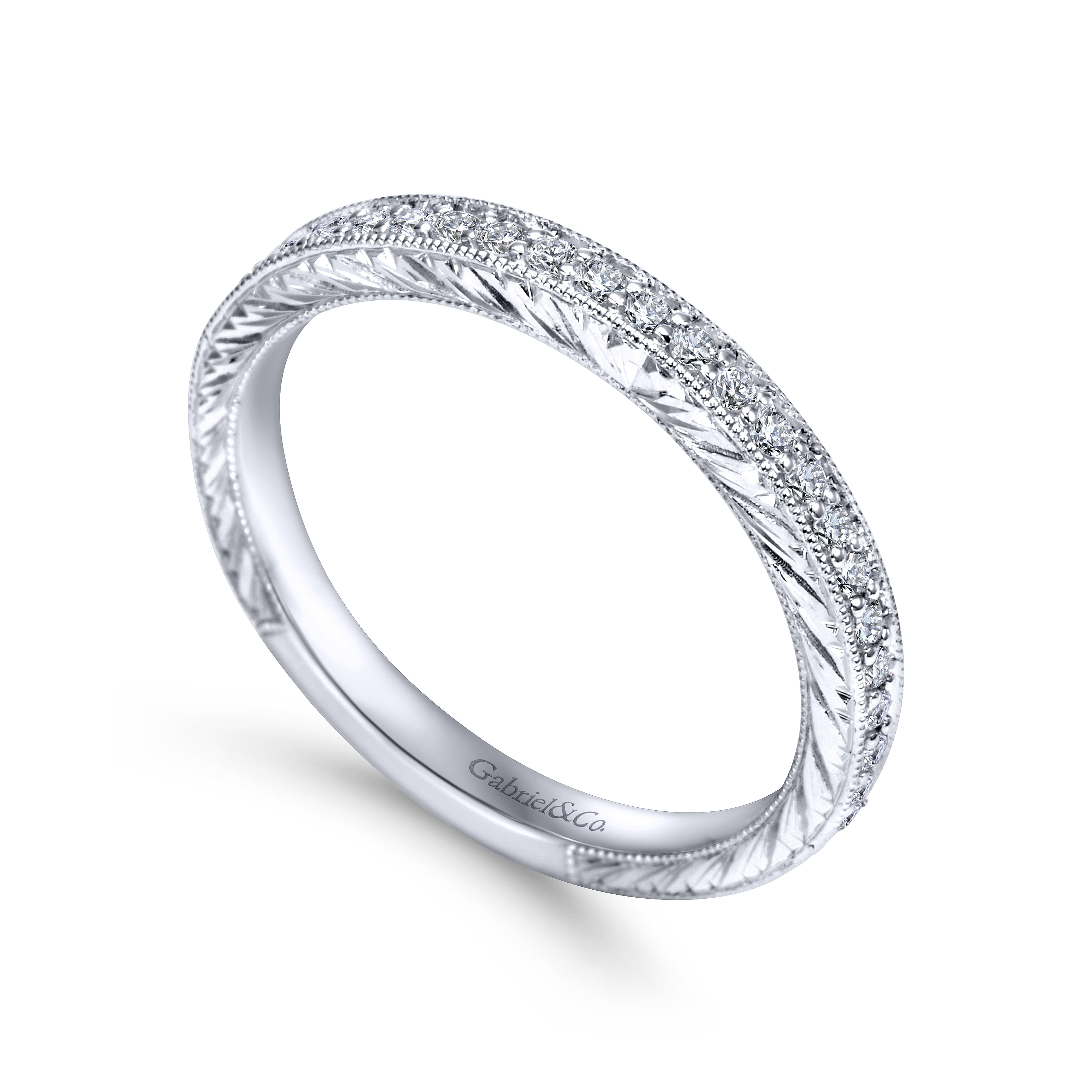 14k White Gold Diamond Straight Wedding Band angle 3 14k White Gold Diamond Straight Wedding Band angle 3