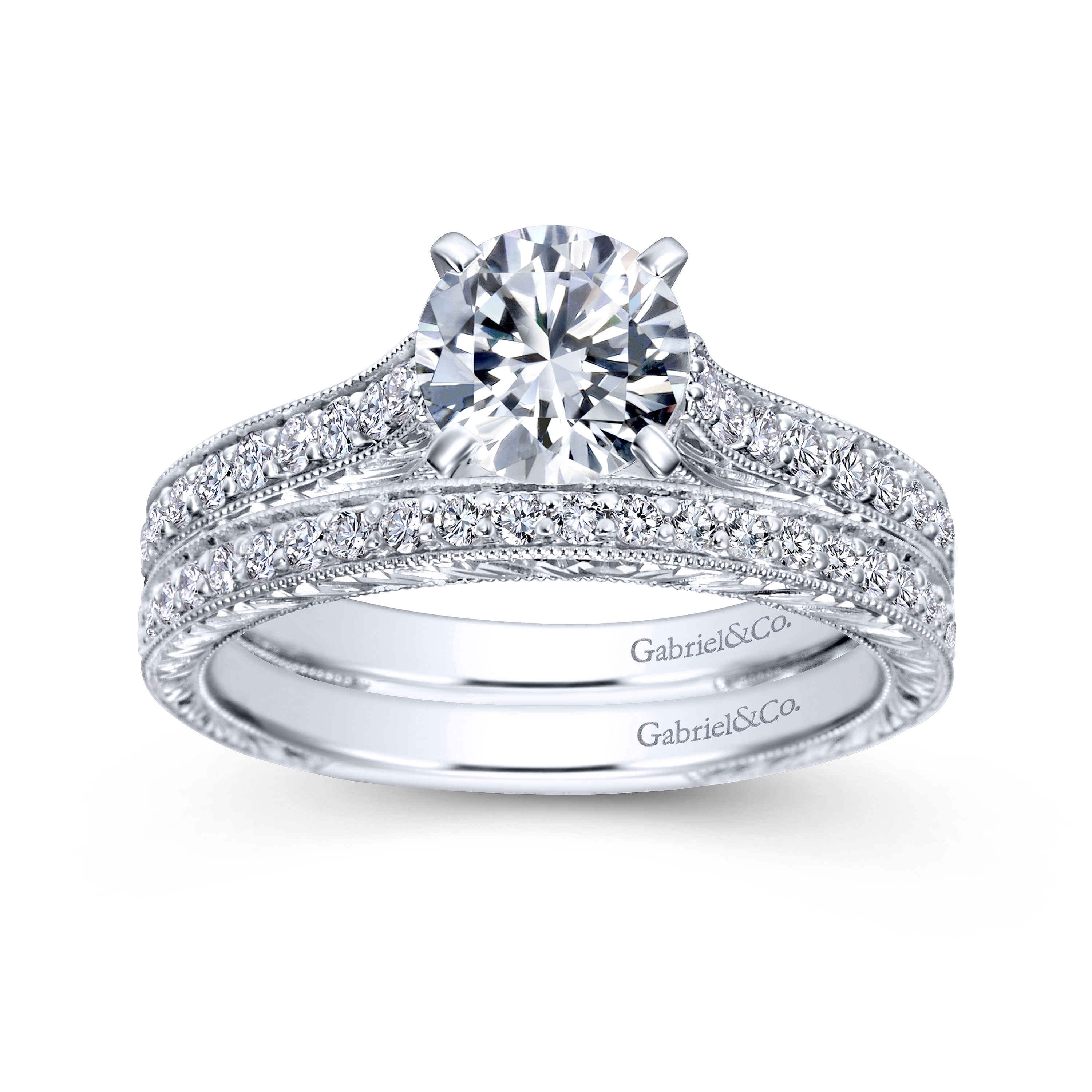 14k White Gold Diamond Straight Wedding Band angle 4 14k White Gold Diamond Straight Wedding Band angle 4