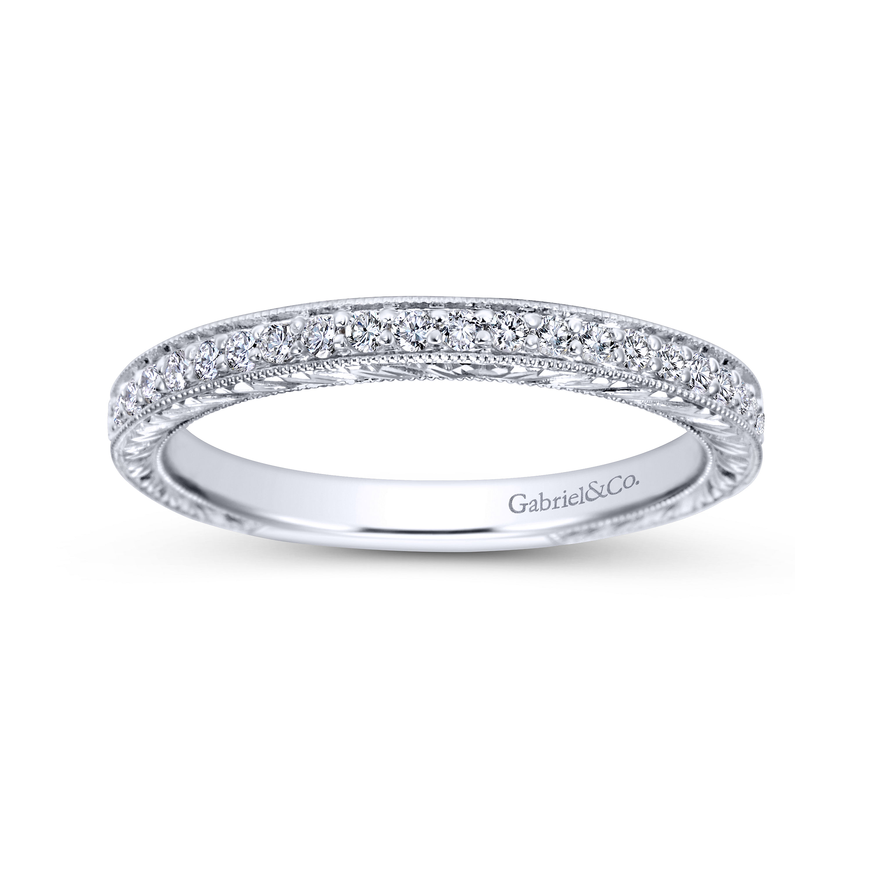 14k White Gold Diamond Straight Wedding Band angle 5 14k White Gold Diamond Straight Wedding Band angle 5