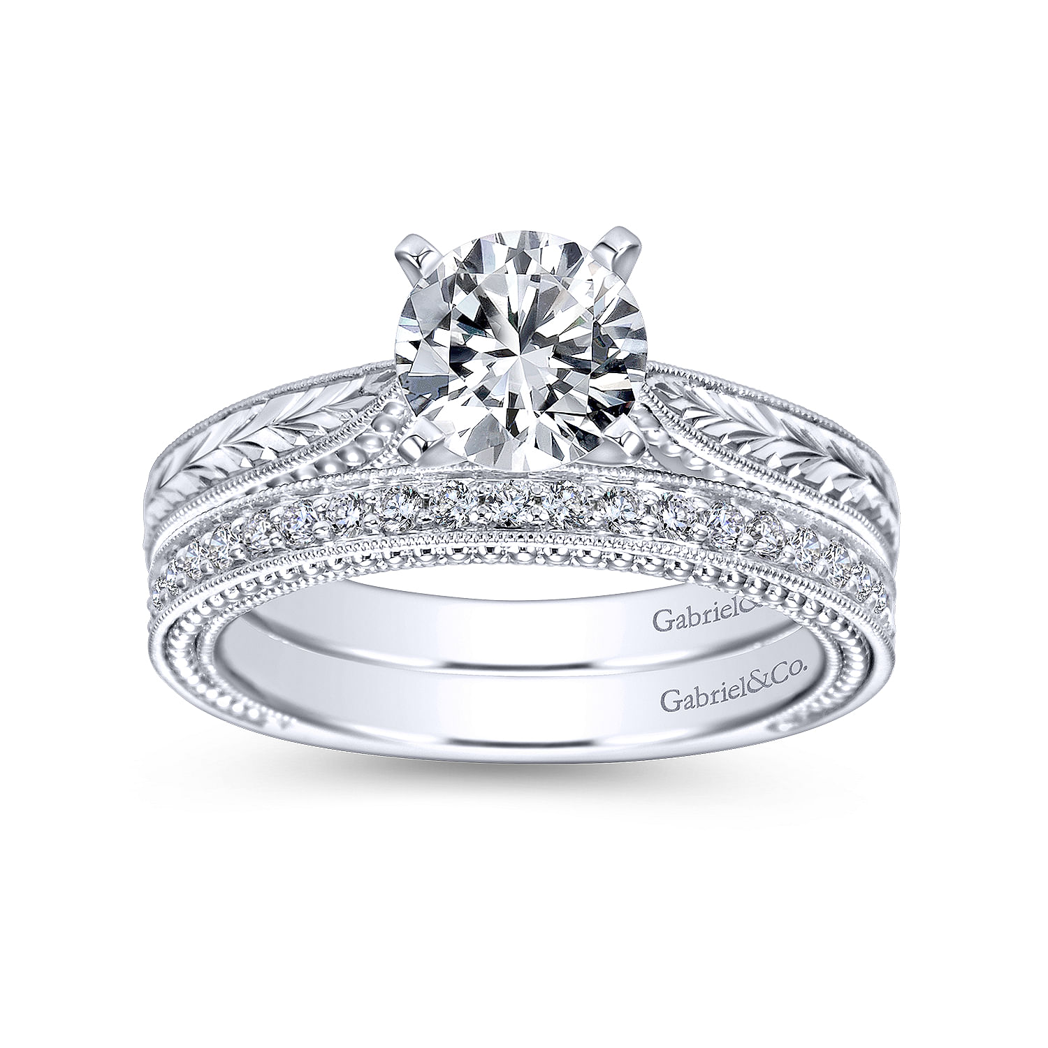 14k White Gold Diamond Straight Wedding Band angle 4 14k White Gold Diamond Straight Wedding Band angle 4
