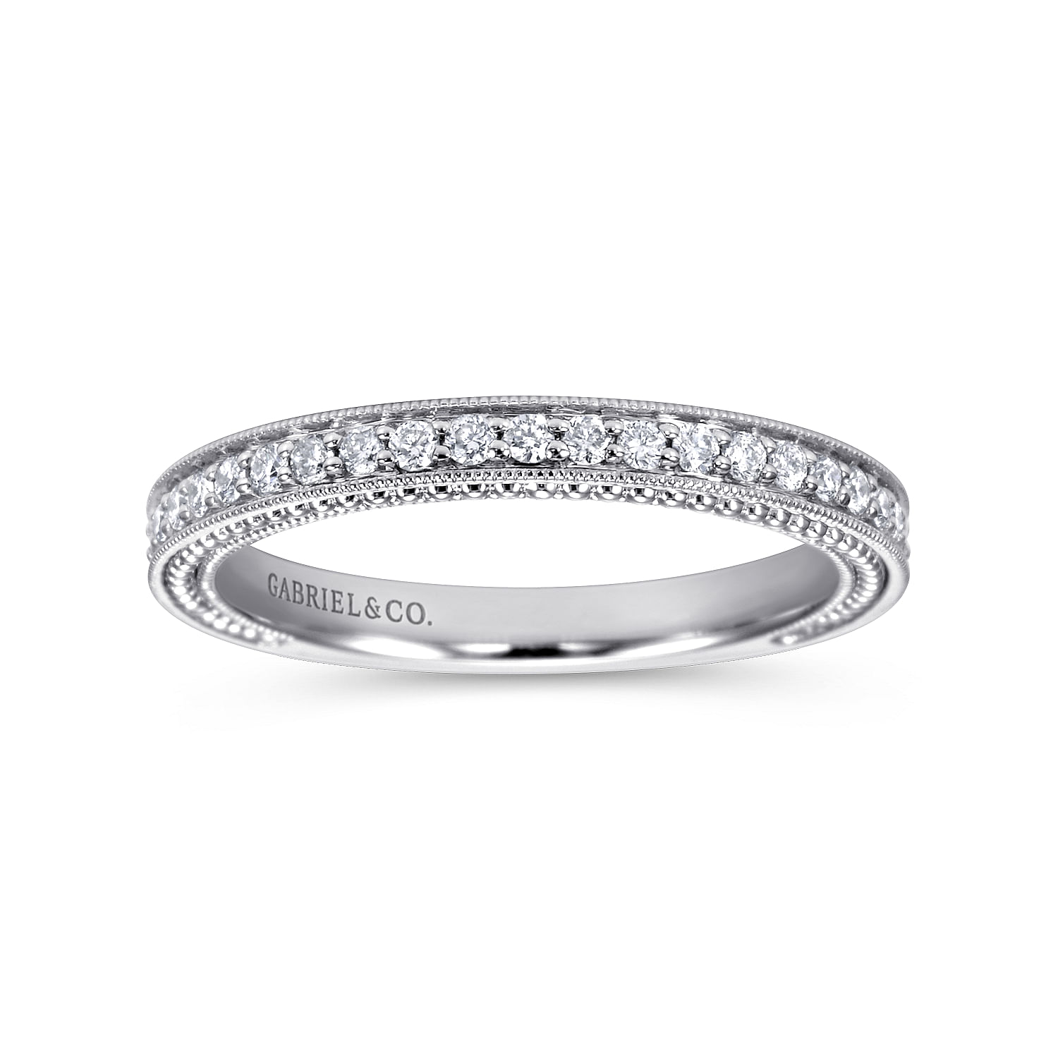 14k White Gold Diamond Straight Wedding Band angle 5 14k White Gold Diamond Straight Wedding Band angle 5