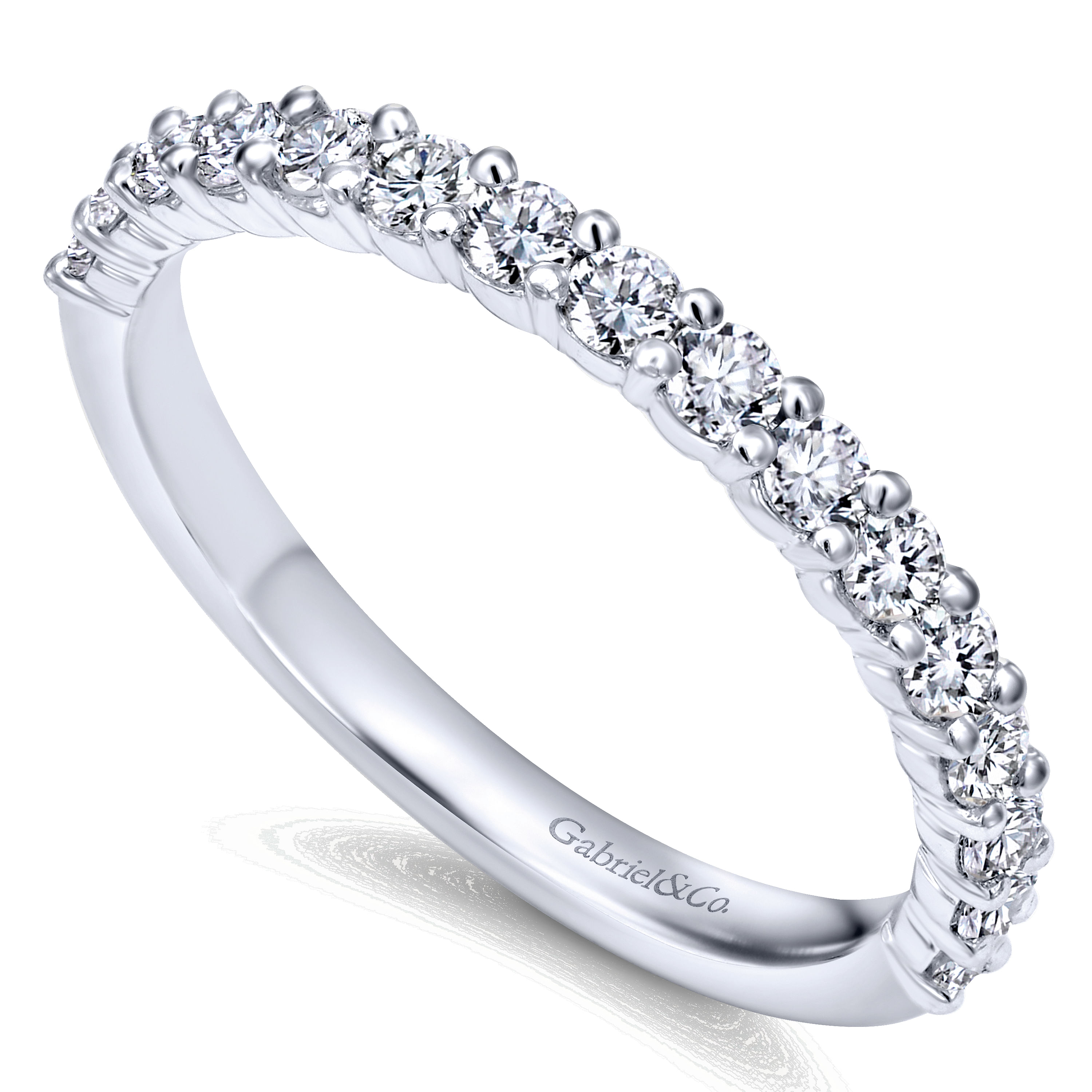 14k White Gold Diamond Straight Wedding Band angle 3 14k White Gold Diamond Straight Wedding Band angle 3