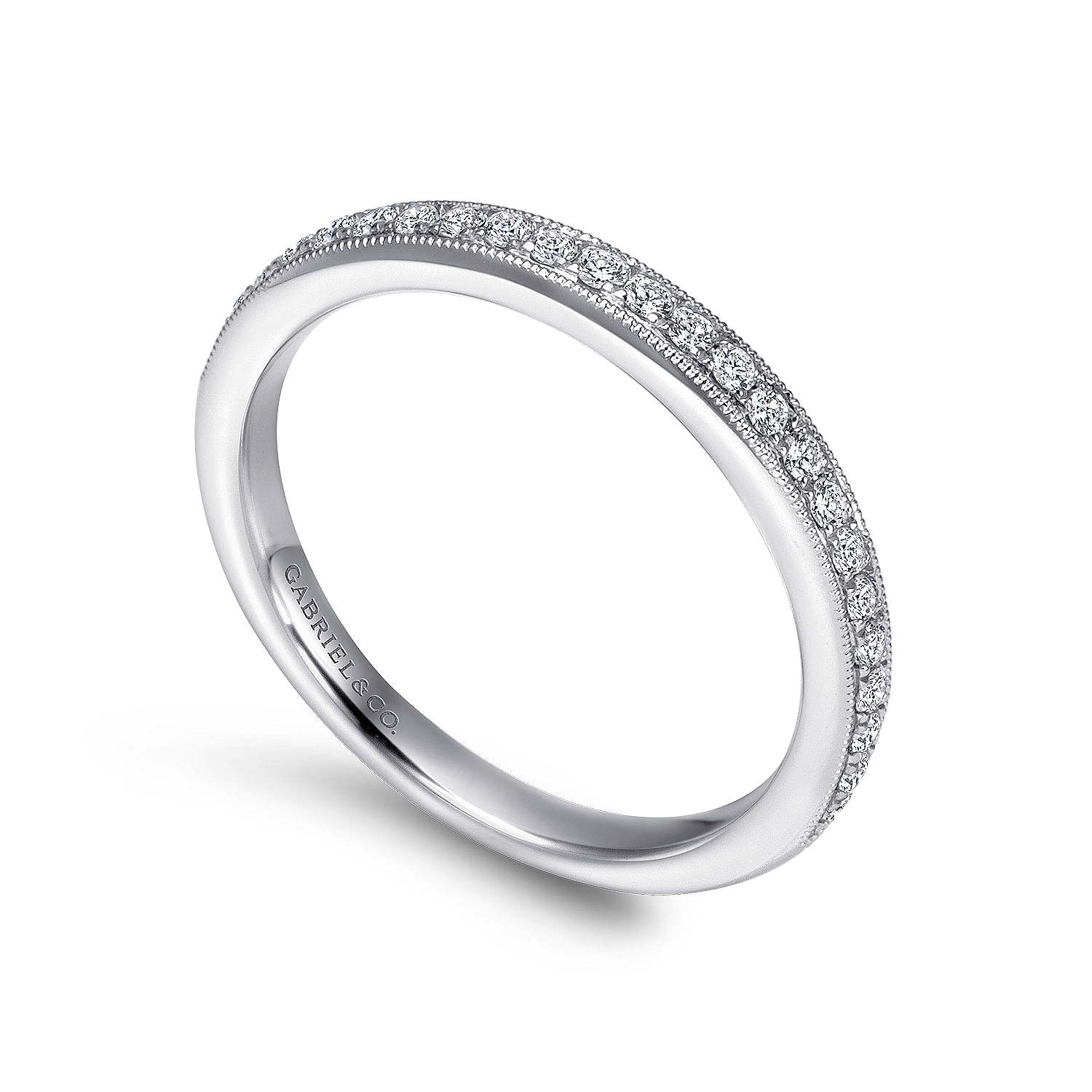 14k White Gold Diamond Straight Wedding Band angle 3 14k White Gold Diamond Straight Wedding Band angle 3