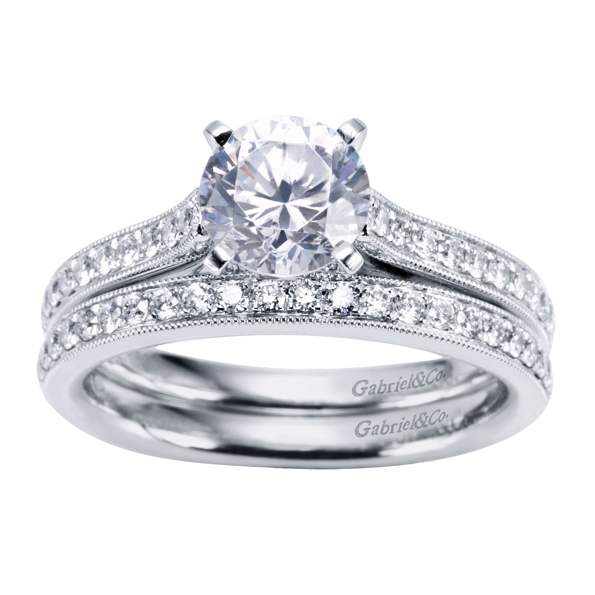 14k White Gold Diamond Straight Wedding Band angle 4 14k White Gold Diamond Straight Wedding Band angle 4