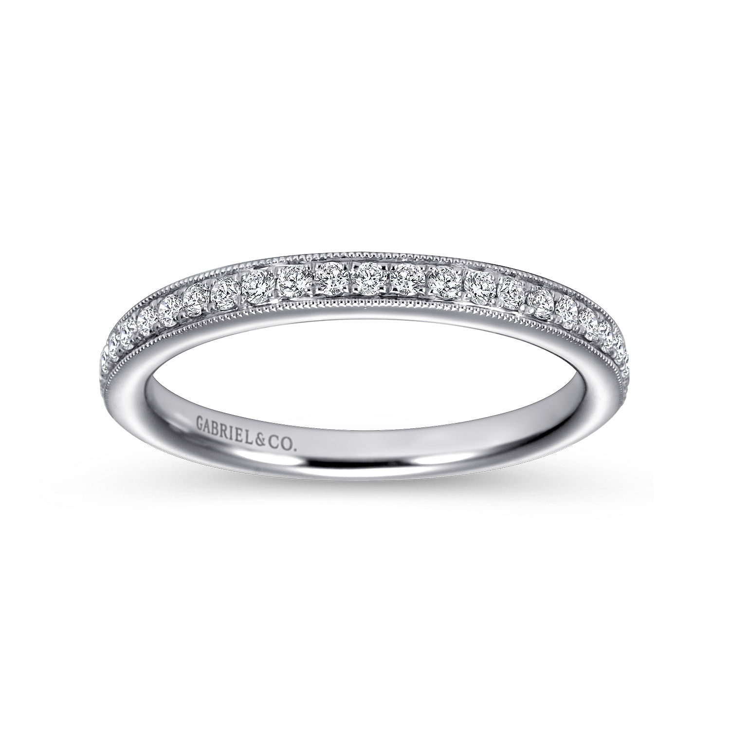 14k White Gold Diamond Straight Wedding Band angle 5 14k White Gold Diamond Straight Wedding Band angle 5