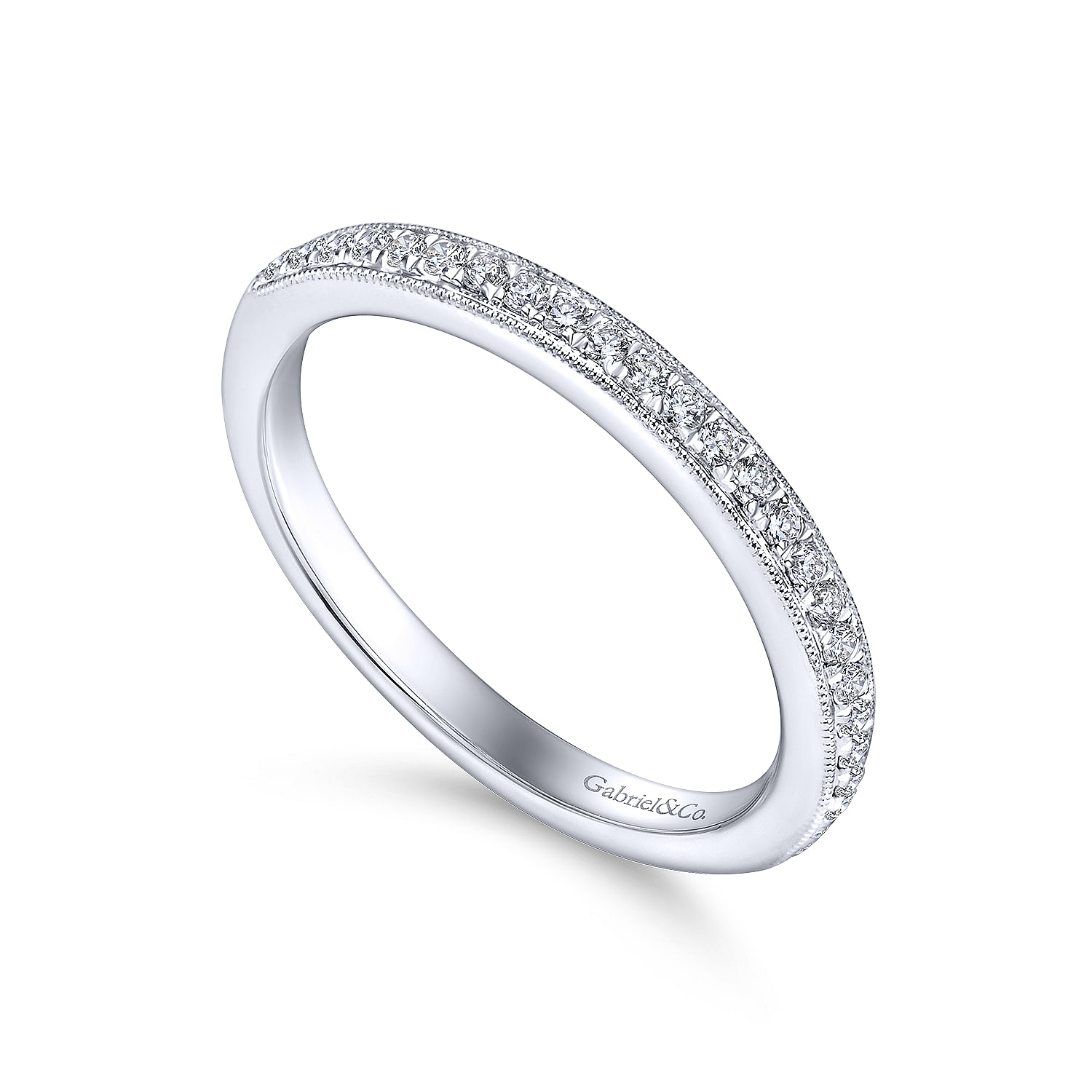 14k White Gold Diamond Straight Wedding Band angle 3 14k White Gold Diamond Straight Wedding Band angle 3