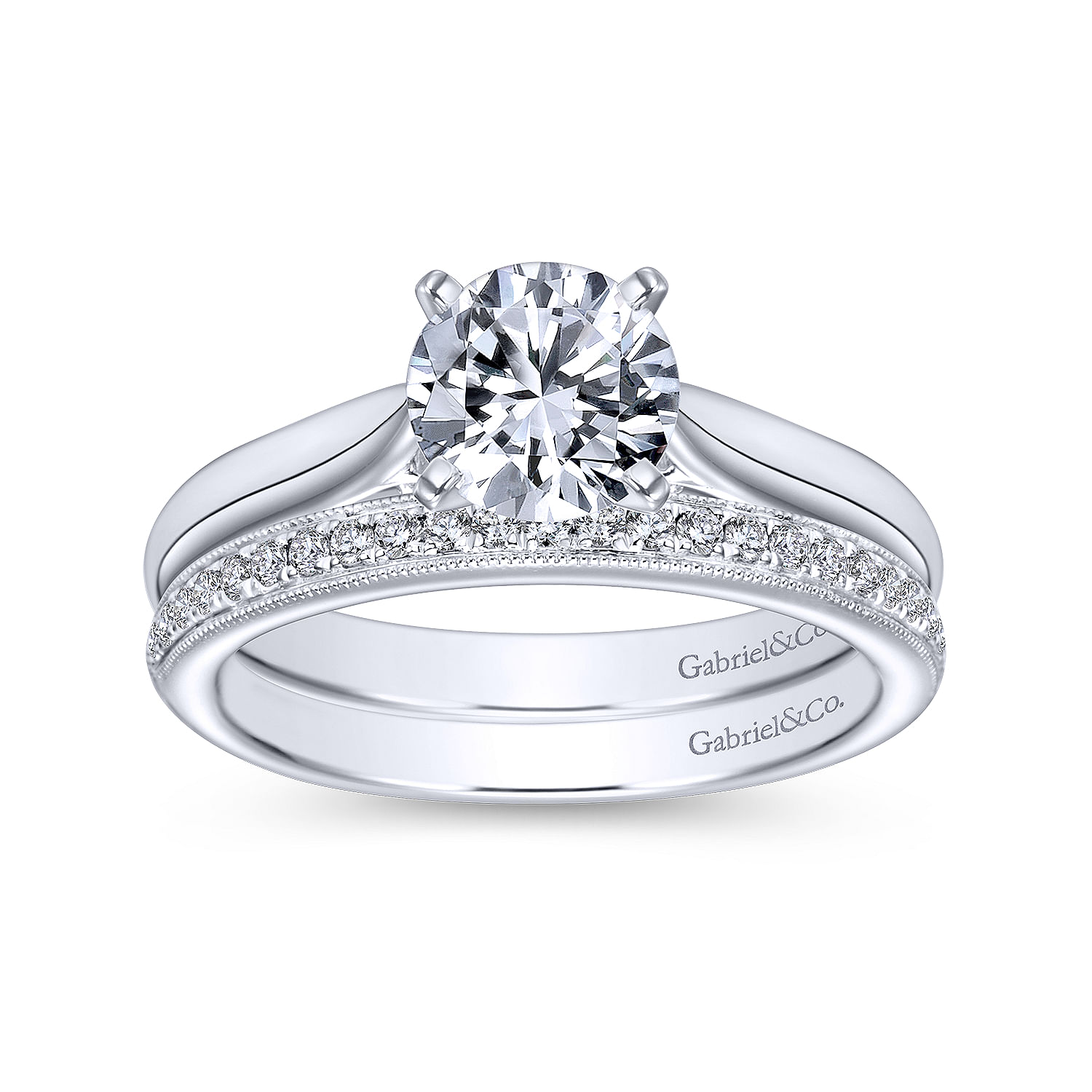 14k White Gold Diamond Straight Wedding Band angle 4 14k White Gold Diamond Straight Wedding Band angle 4