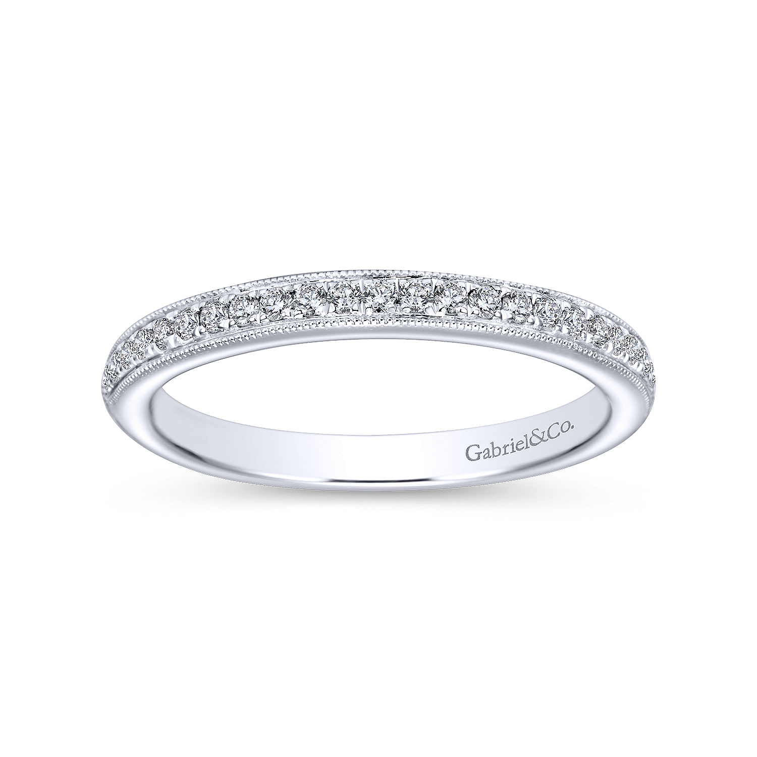 14k White Gold Diamond Straight Wedding Band angle 5 14k White Gold Diamond Straight Wedding Band angle 5