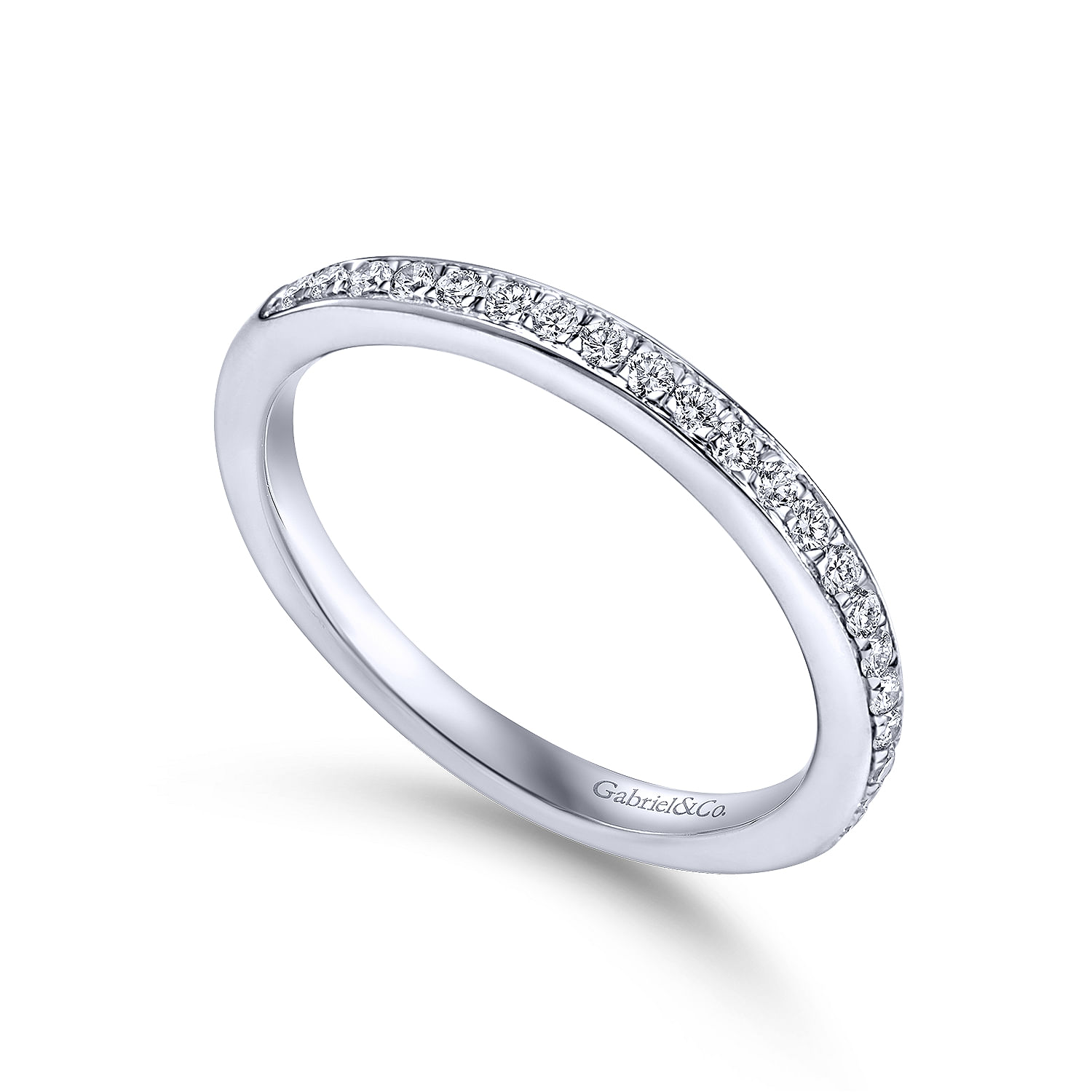 14k White Gold Diamond Straight Wedding Band angle 3 14k White Gold Diamond Straight Wedding Band angle 3