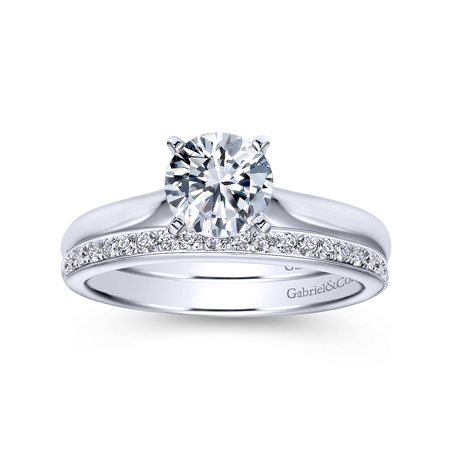 14k White Gold Diamond Straight Wedding Band angle 4 14k White Gold Diamond Straight Wedding Band angle 4