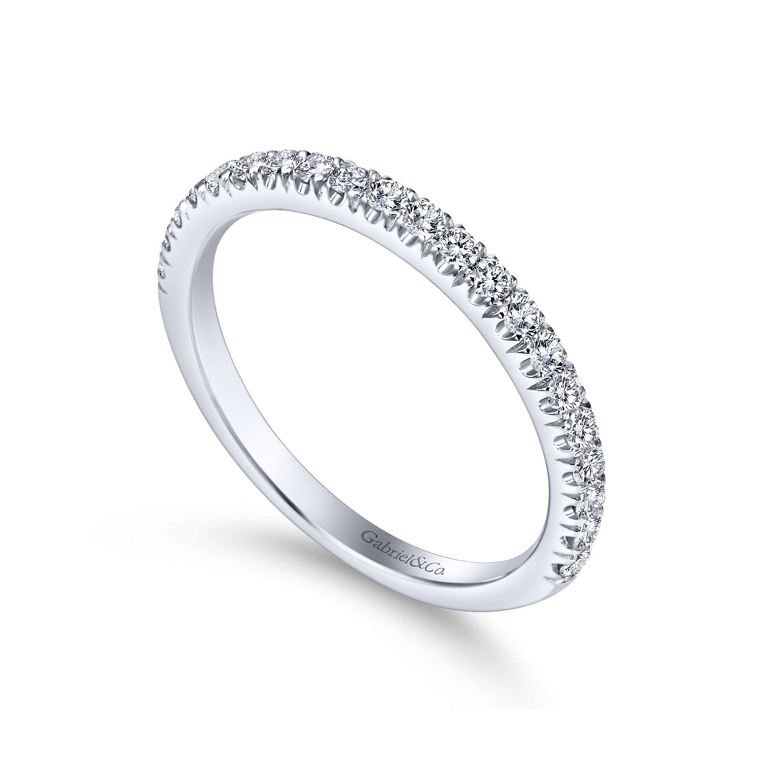 14k White Gold Diamond Straight Wedding Band angle 3 14k White Gold Diamond Straight Wedding Band angle 3
