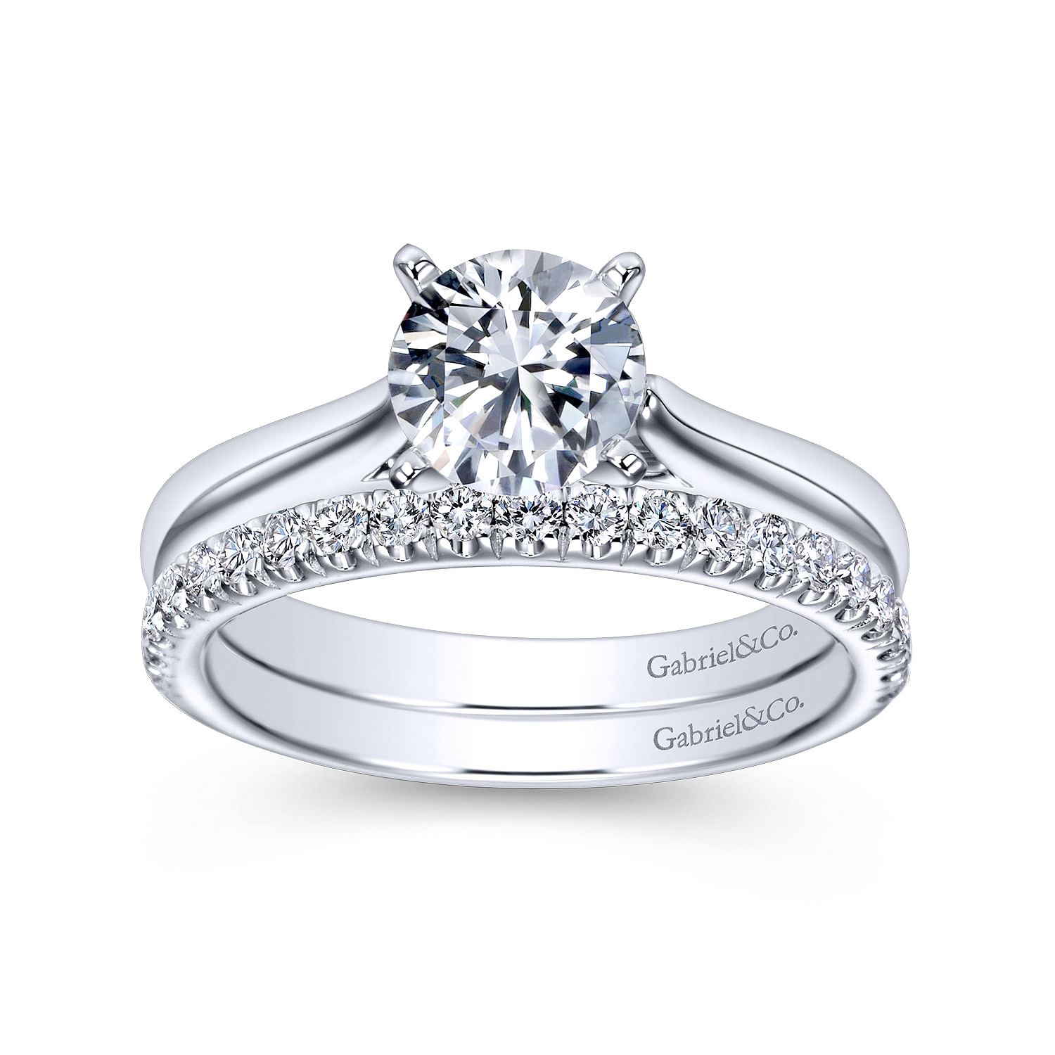 14k White Gold Diamond Straight Wedding Band angle 4 14k White Gold Diamond Straight Wedding Band angle 4