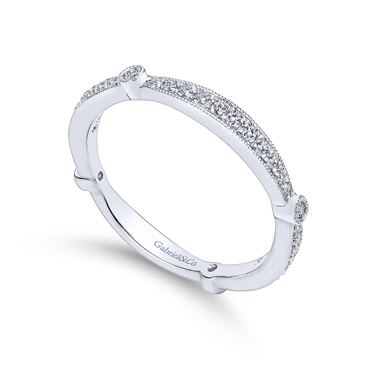 14k White Gold Diamond Straight Wedding Band angle 3 14k White Gold Diamond Straight Wedding Band angle 3