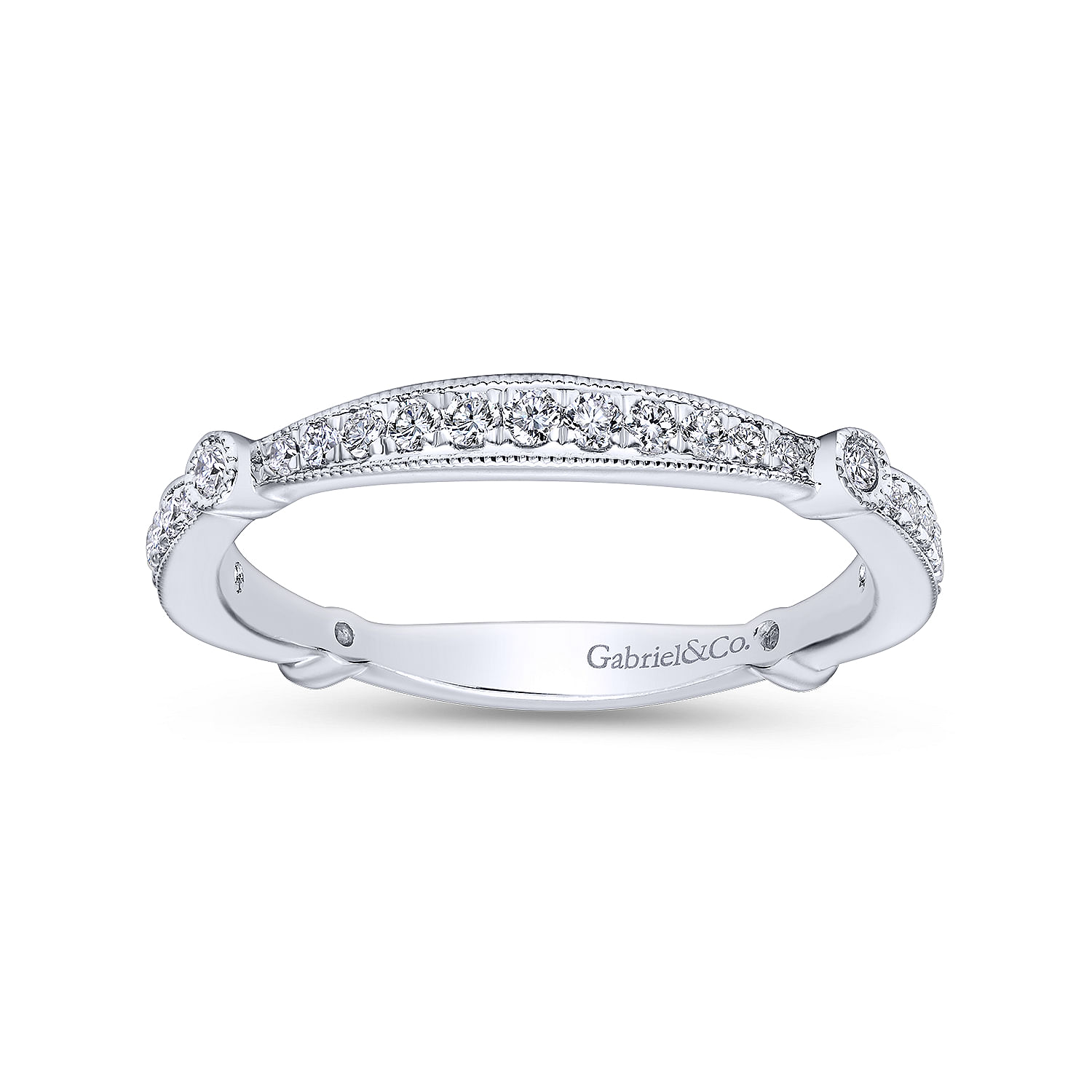 14k White Gold Diamond Straight Wedding Band angle 5 14k White Gold Diamond Straight Wedding Band angle 5
