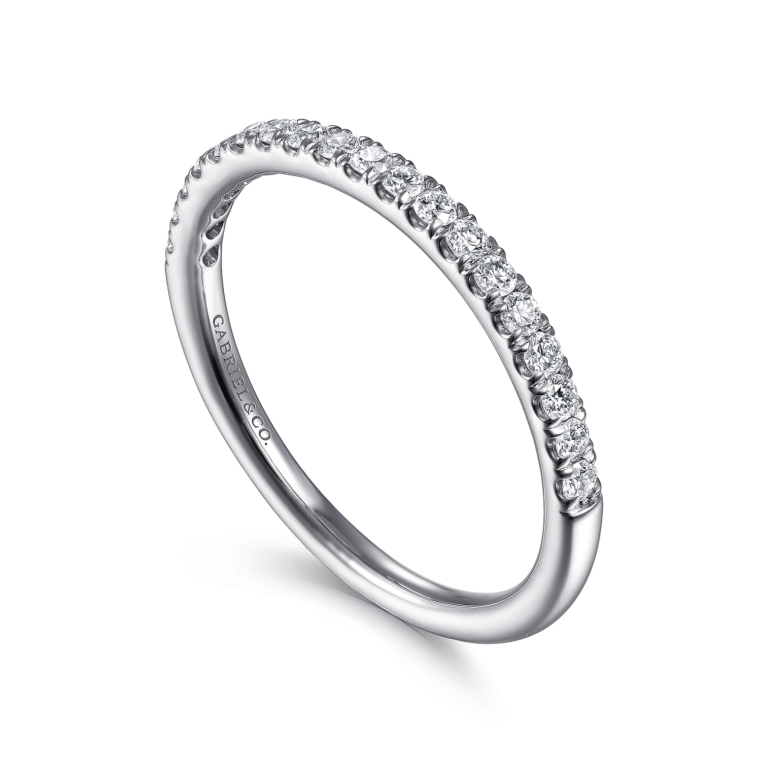 14k White Gold Diamond Straight Wedding Band angle 3 14k White Gold Diamond Straight Wedding Band angle 3
