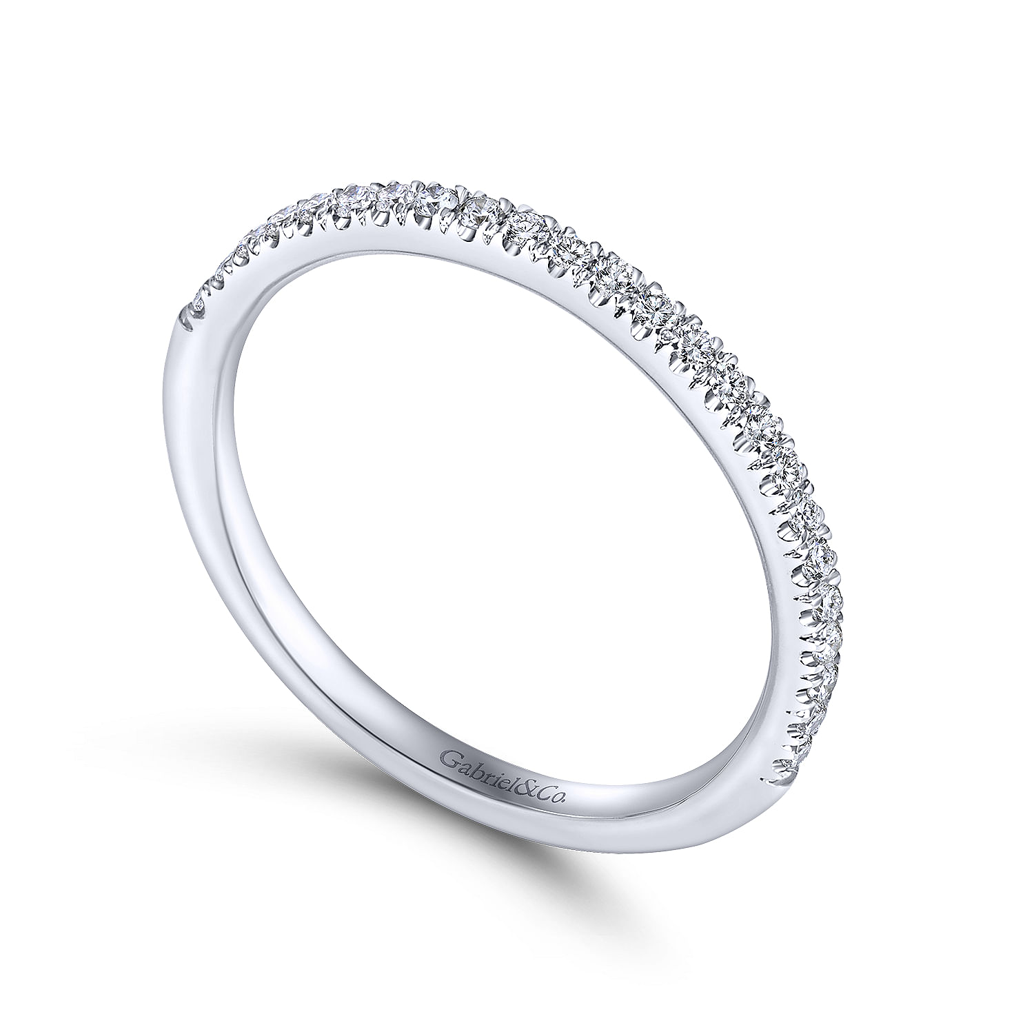 14k White Gold Diamond Straight Wedding Band angle 3 14k White Gold Diamond Straight Wedding Band angle 3