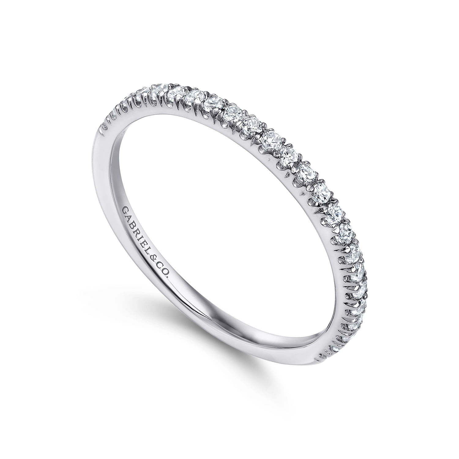 14k White Gold Diamond Straight Wedding Band angle 3 14k White Gold Diamond Straight Wedding Band angle 3