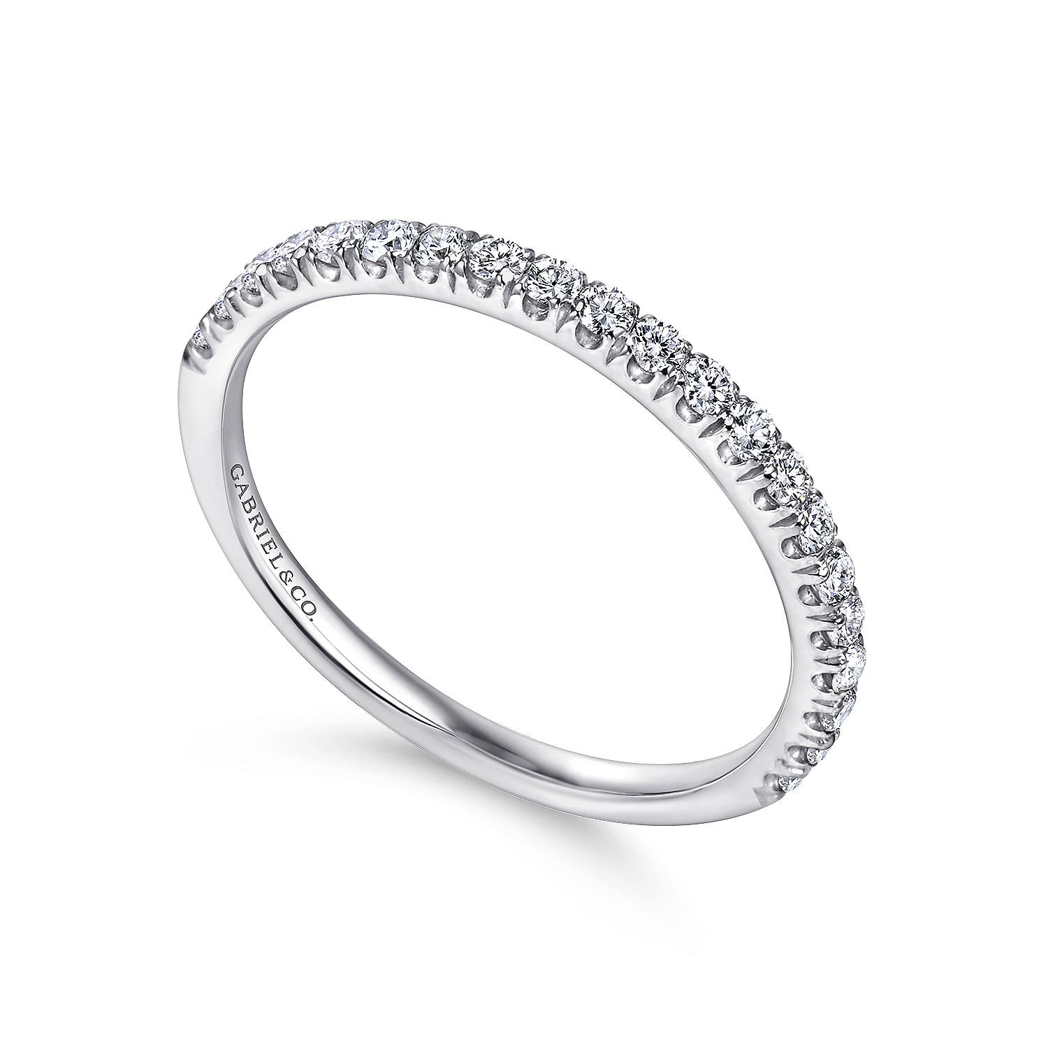 14k White Gold Diamond Straight Wedding Band angle 3 14k White Gold Diamond Straight Wedding Band angle 3