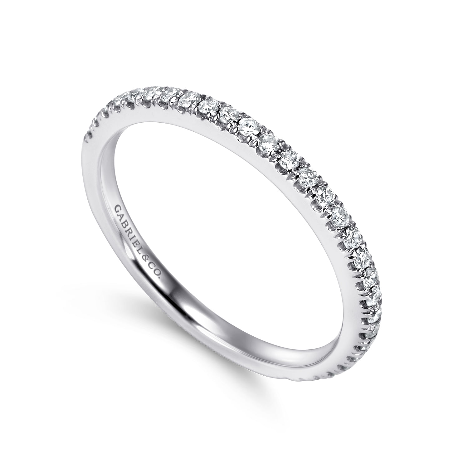 14k White Gold Diamond Straight Wedding Band angle 3 14k White Gold Diamond Straight Wedding Band angle 3
